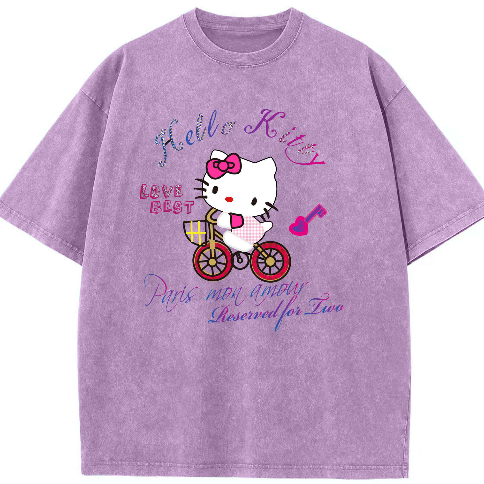 （画像用） Hello Kitty ハローキティ 綿100% ヴィンテージ風 半袖Tシャツ（フロントプリント）