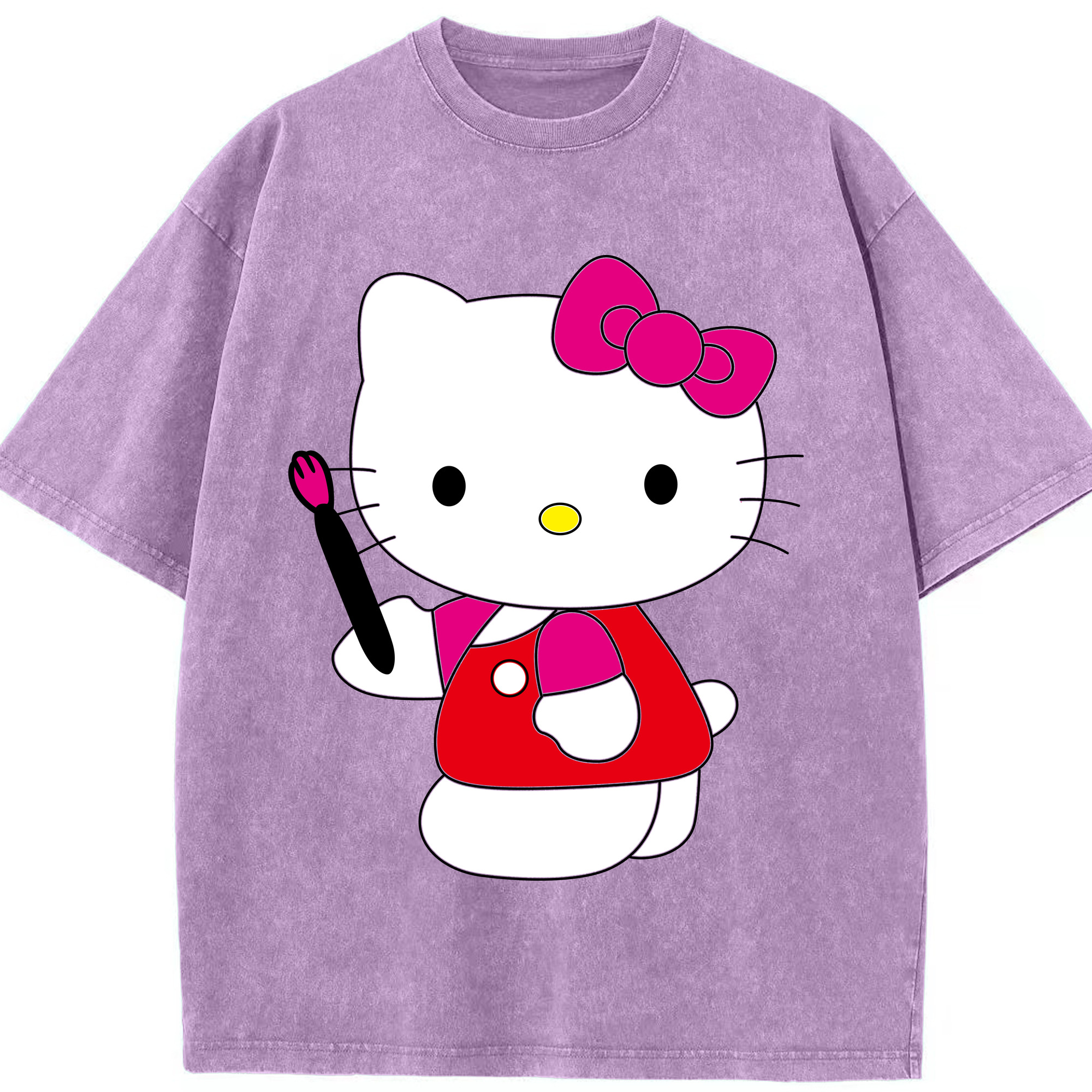 （画像用） Hello Kitty ハローキティ 綿100% ヴィンテージ風 半袖Tシャツ（フロントプリント）