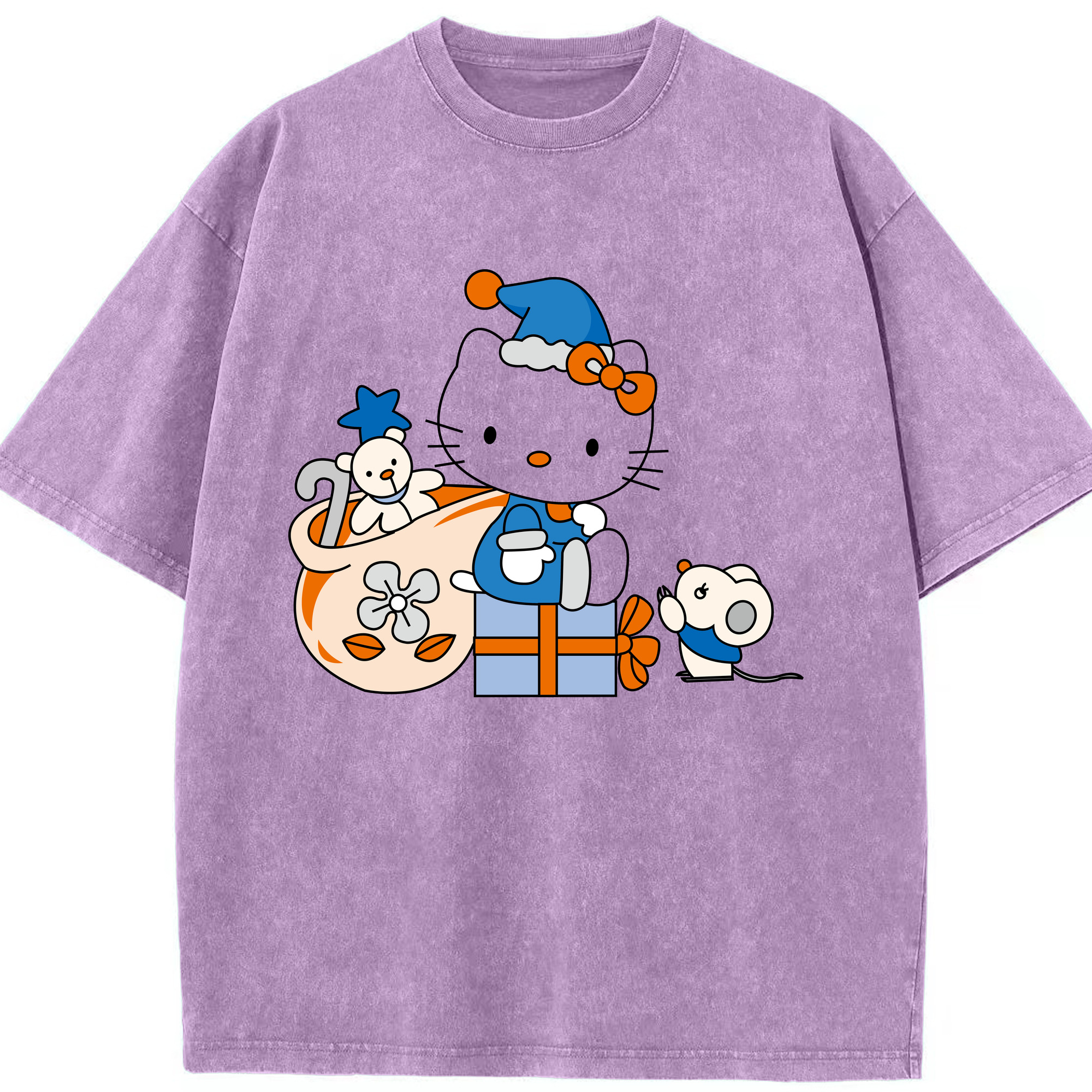 （画像用） Hello Kitty ハローキティ 綿100% ヴィンテージ風 半袖Tシャツ（フロントプリント）
