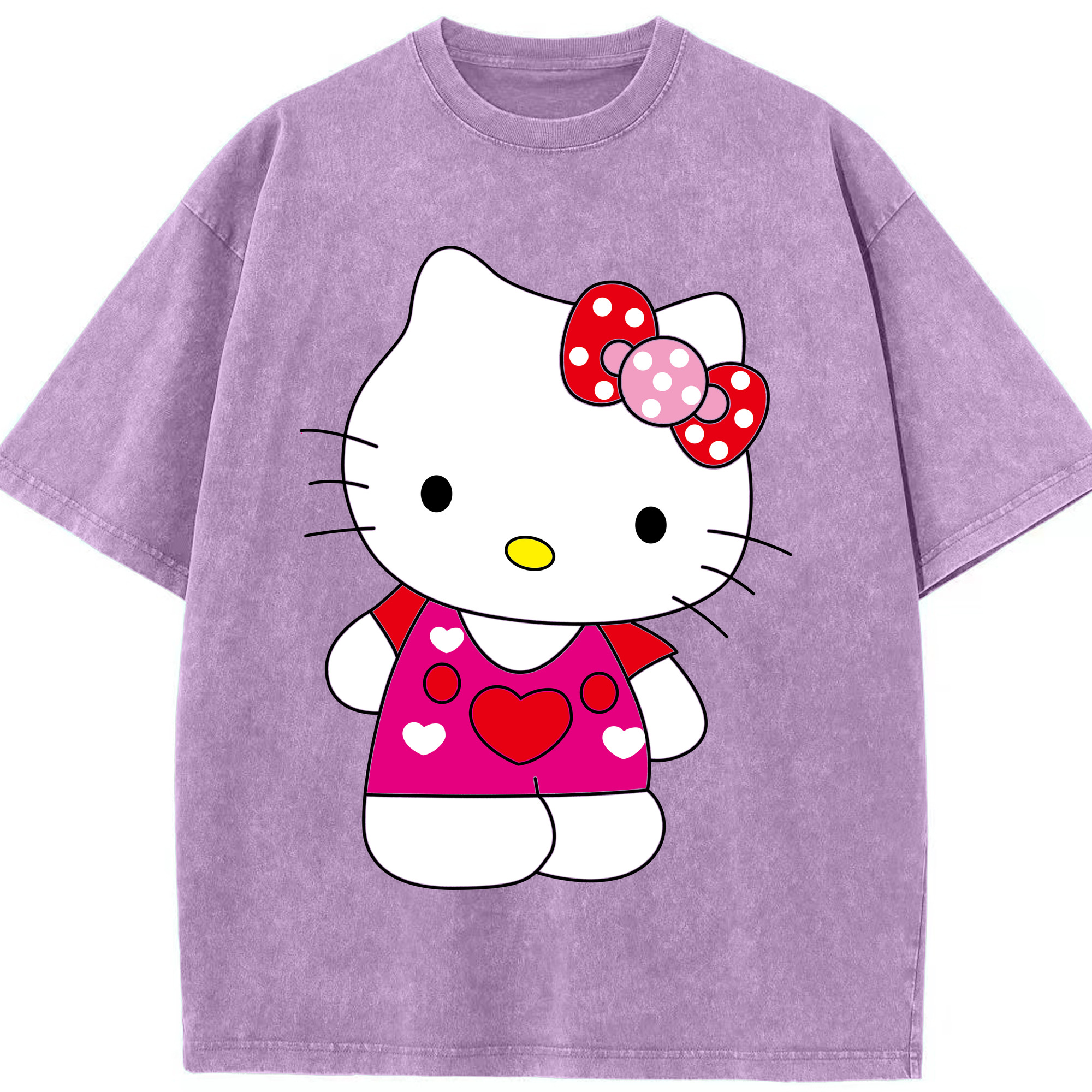 （画像用） Hello Kitty ハローキティ 綿100% ヴィンテージ風 半袖Tシャツ（フロントプリント）