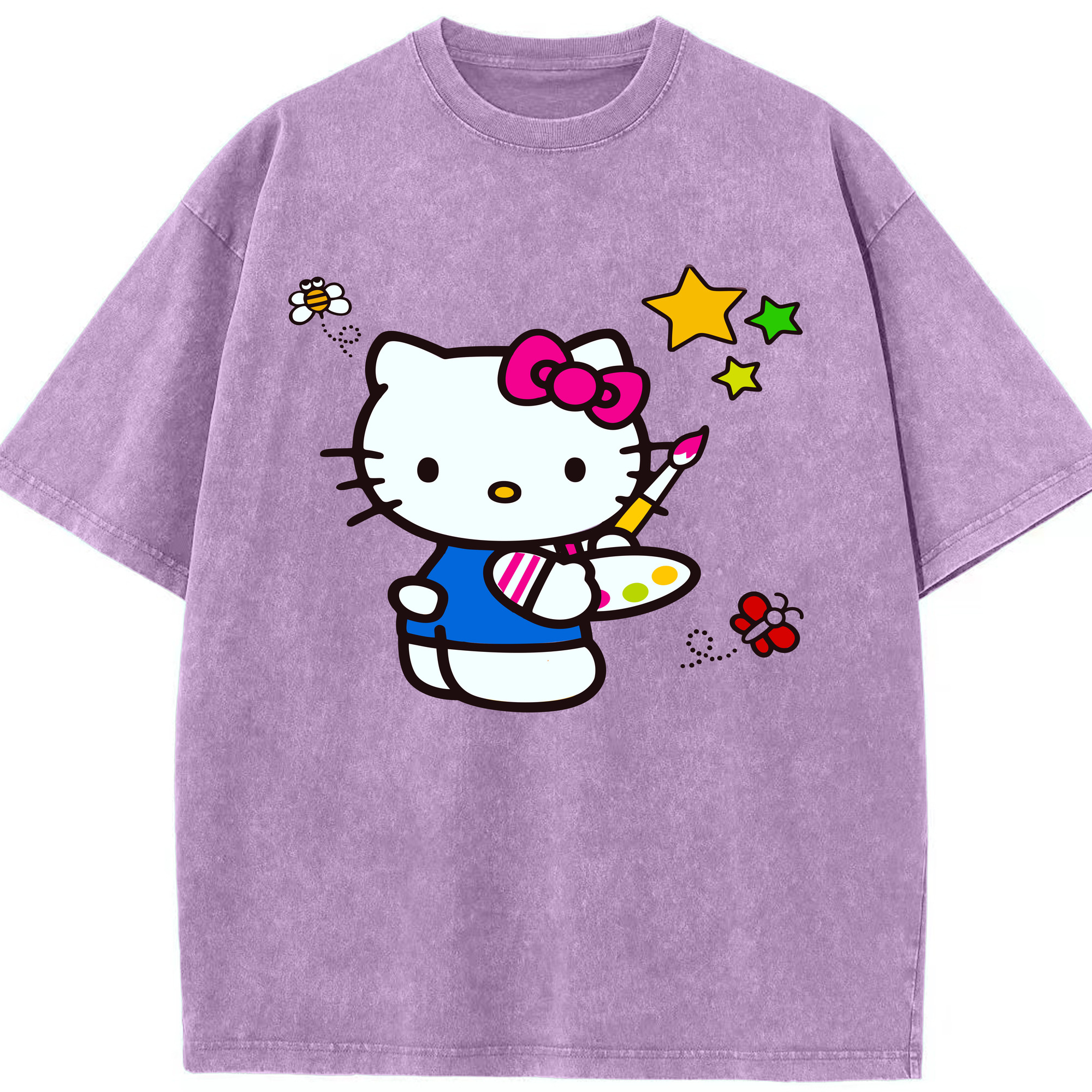 （画像用） Hello Kitty ハローキティ 綿100% ヴィンテージ風 半袖Tシャツ（フロントプリント）