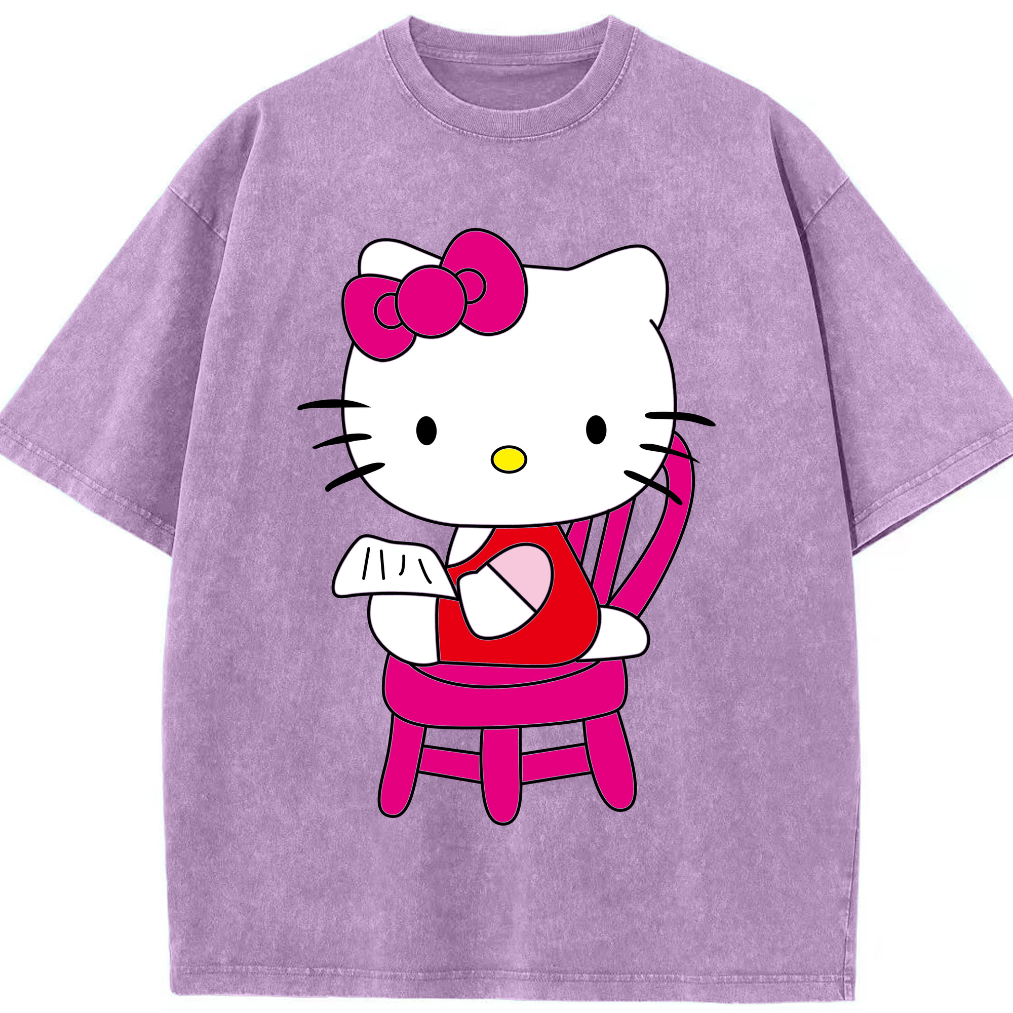 （画像用） Hello Kitty ハローキティ 綿100% ヴィンテージ風 半袖Tシャツ（フロントプリント）