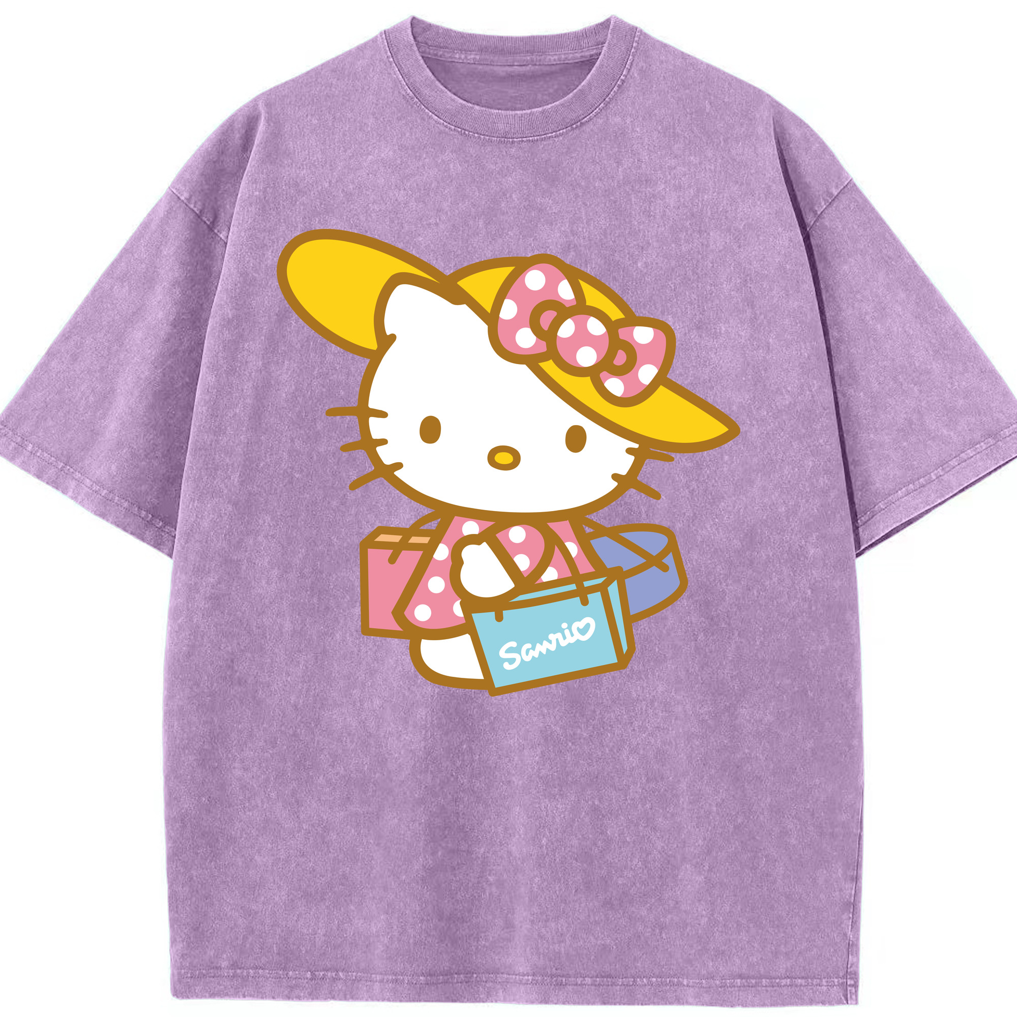 （画像用） Hello Kitty ハローキティ 綿100% ヴィンテージ風 半袖Tシャツ（フロントプリント）