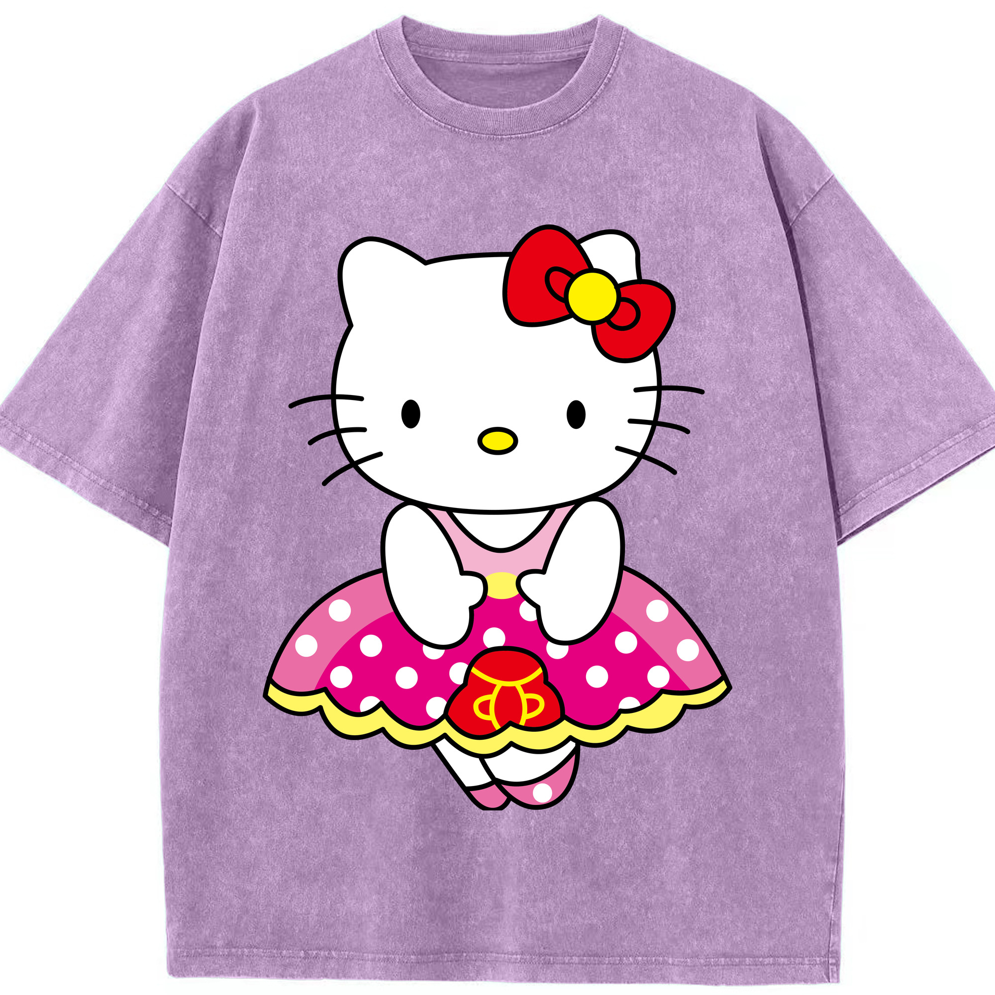 （画像用） Hello Kitty ハローキティ 綿100% ヴィンテージ風 半袖Tシャツ（フロントプリント）