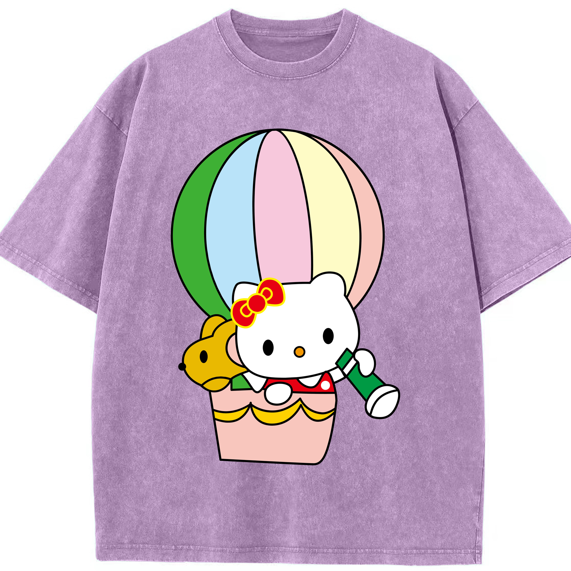 （画像用） Hello Kitty ハローキティ 綿100% ヴィンテージ風 半袖Tシャツ（フロントプリント）