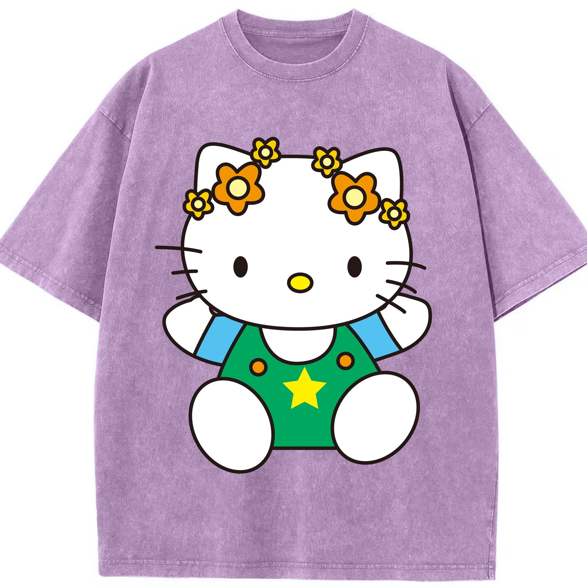 （画像用） Hello Kitty ハローキティ 綿100% ヴィンテージ風 半袖Tシャツ（フロントプリント）