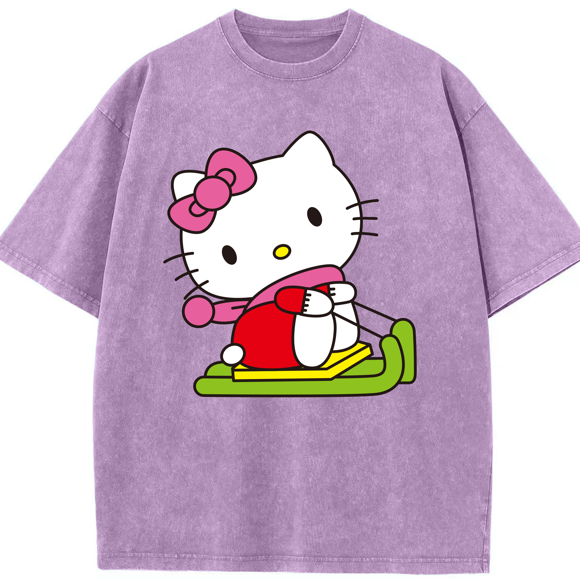 （画像用） Hello Kitty ハローキティ 綿100% ヴィンテージ風 半袖Tシャツ（フロントプリント）