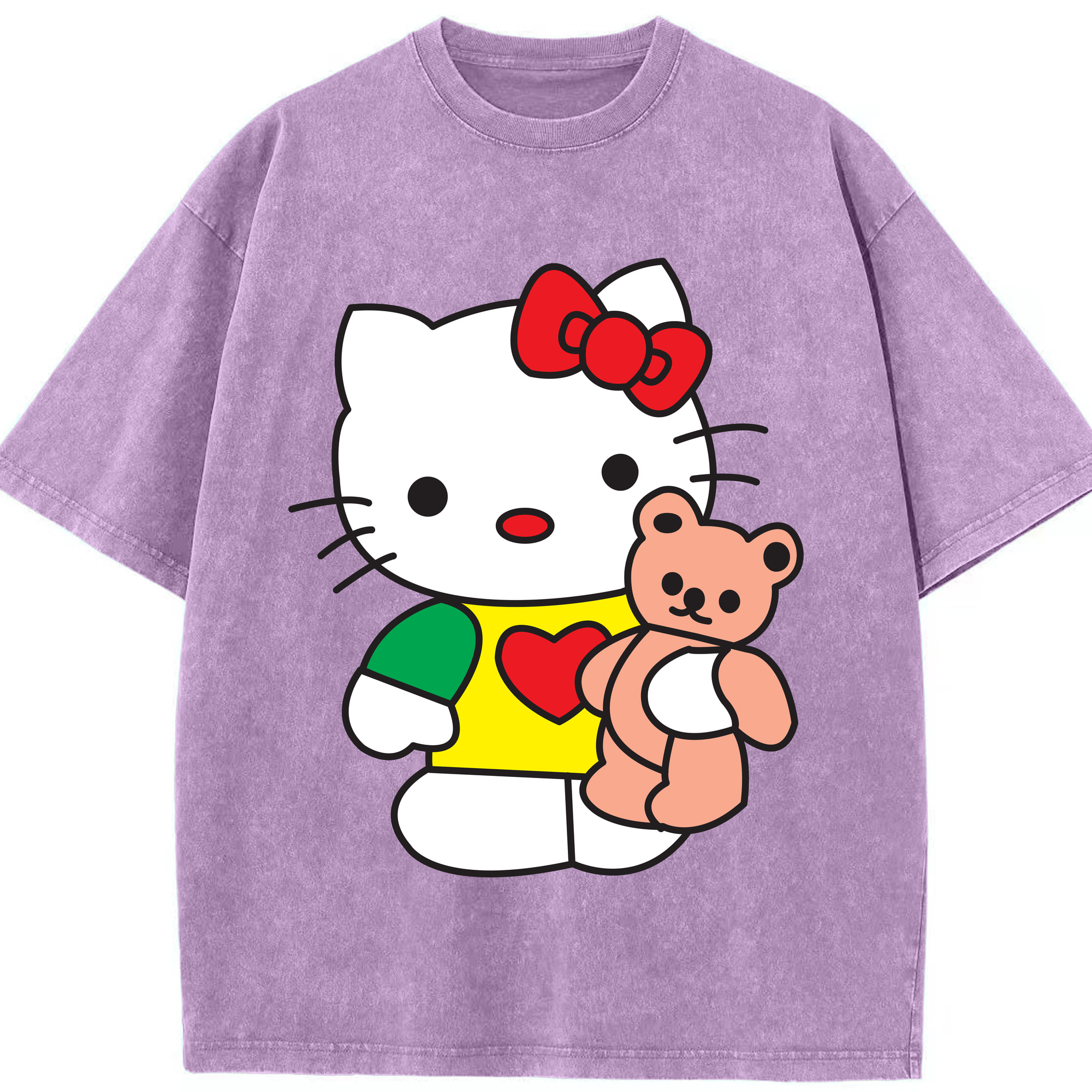 （画像用） Hello Kitty ハローキティ 綿100% ヴィンテージ風 半袖Tシャツ（フロントプリント）