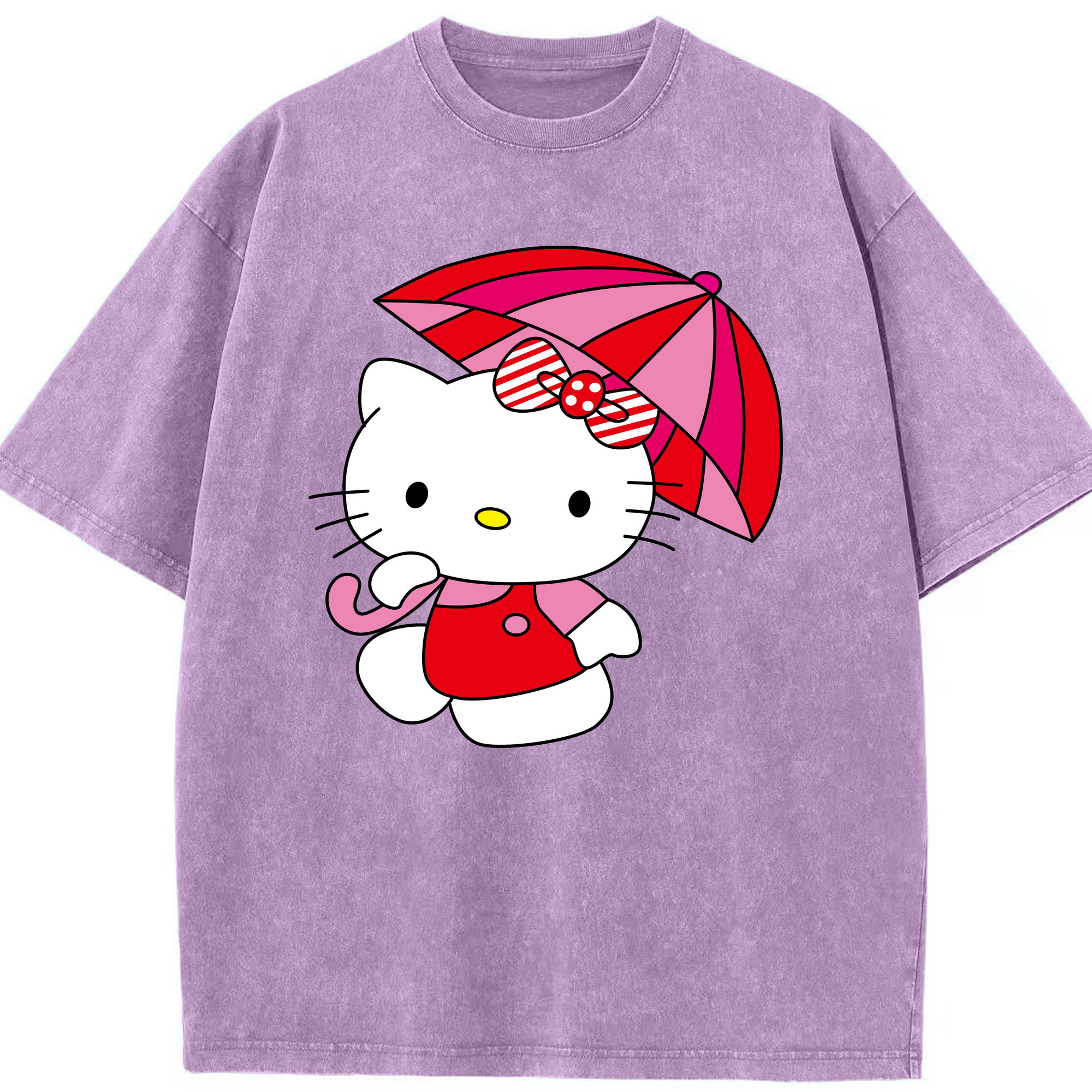 （画像用） Hello Kitty ハローキティ 綿100% ヴィンテージ風 半袖Tシャツ（フロントプリント）