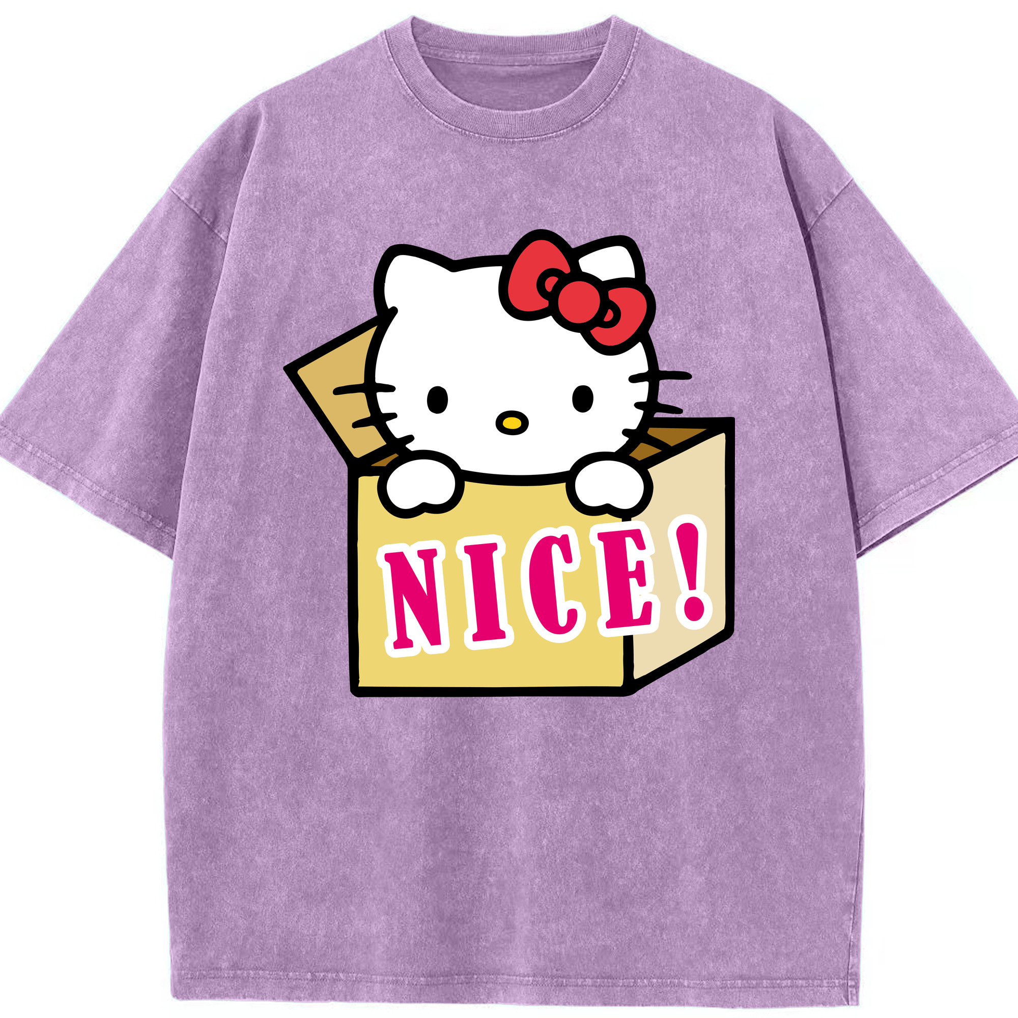 （画像用） Hello Kitty ハローキティ 綿100% ヴィンテージ風 半袖Tシャツ（フロントプリント）