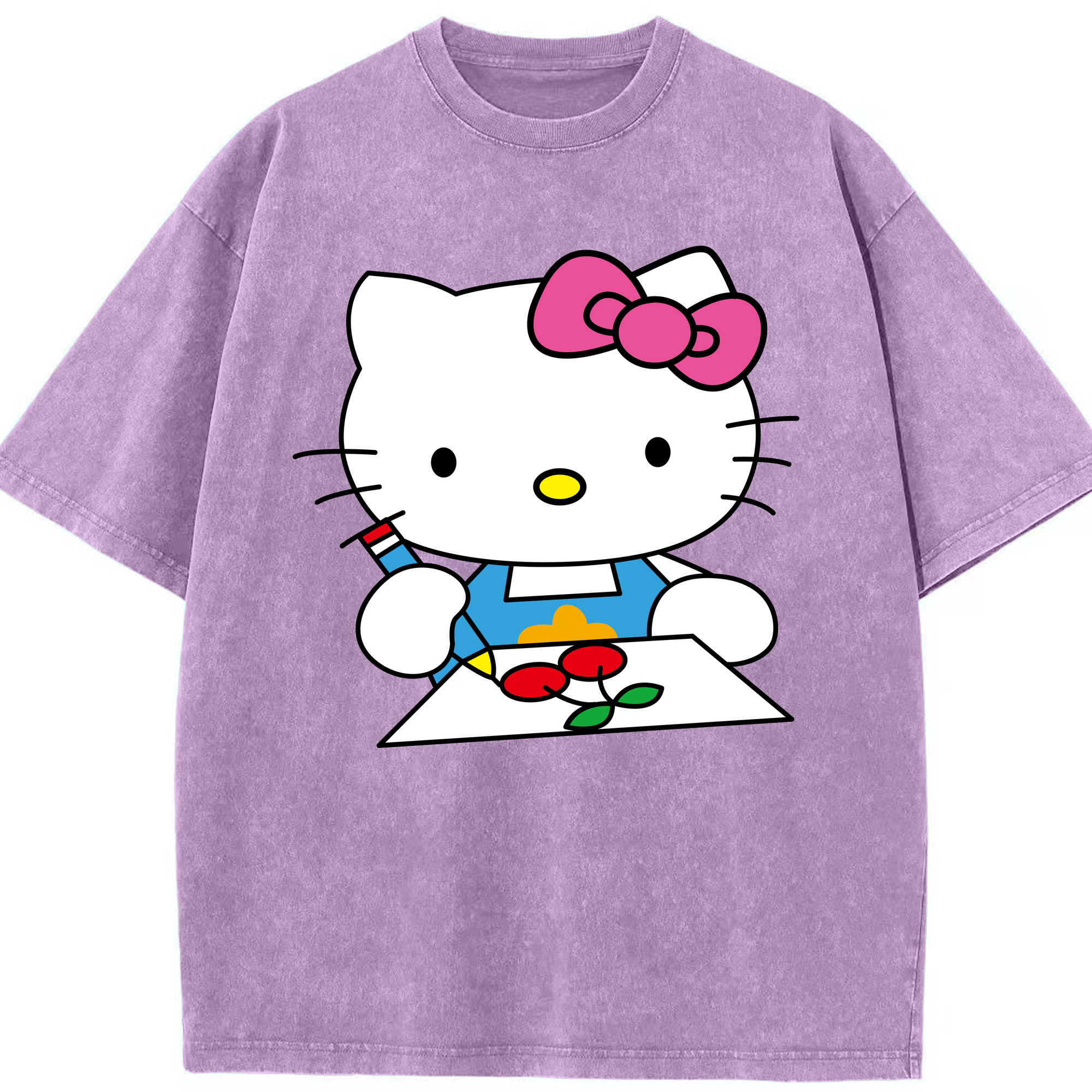 （画像用） Hello Kitty ハローキティ 綿100% ヴィンテージ風 半袖Tシャツ（フロントプリント）