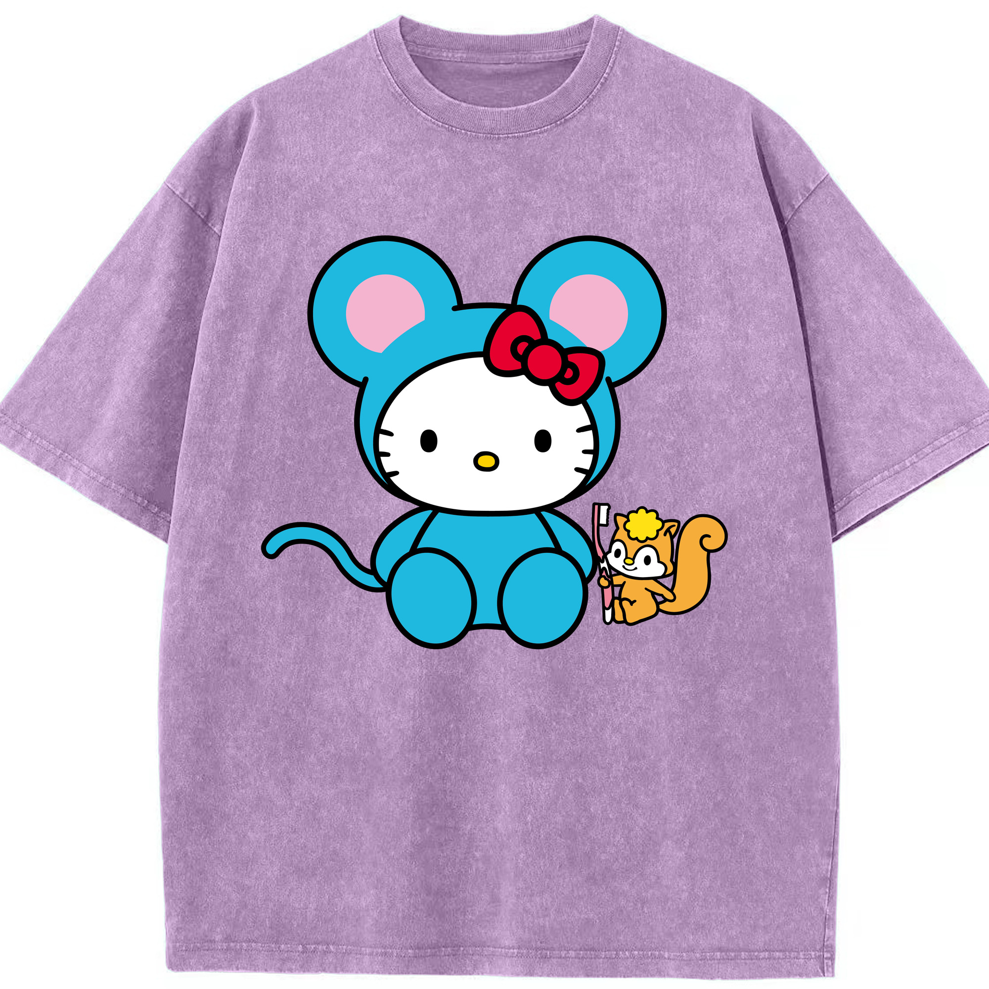 （画像用） Hello Kitty ハローキティ 綿100% ヴィンテージ風 半袖Tシャツ（フロントプリント）