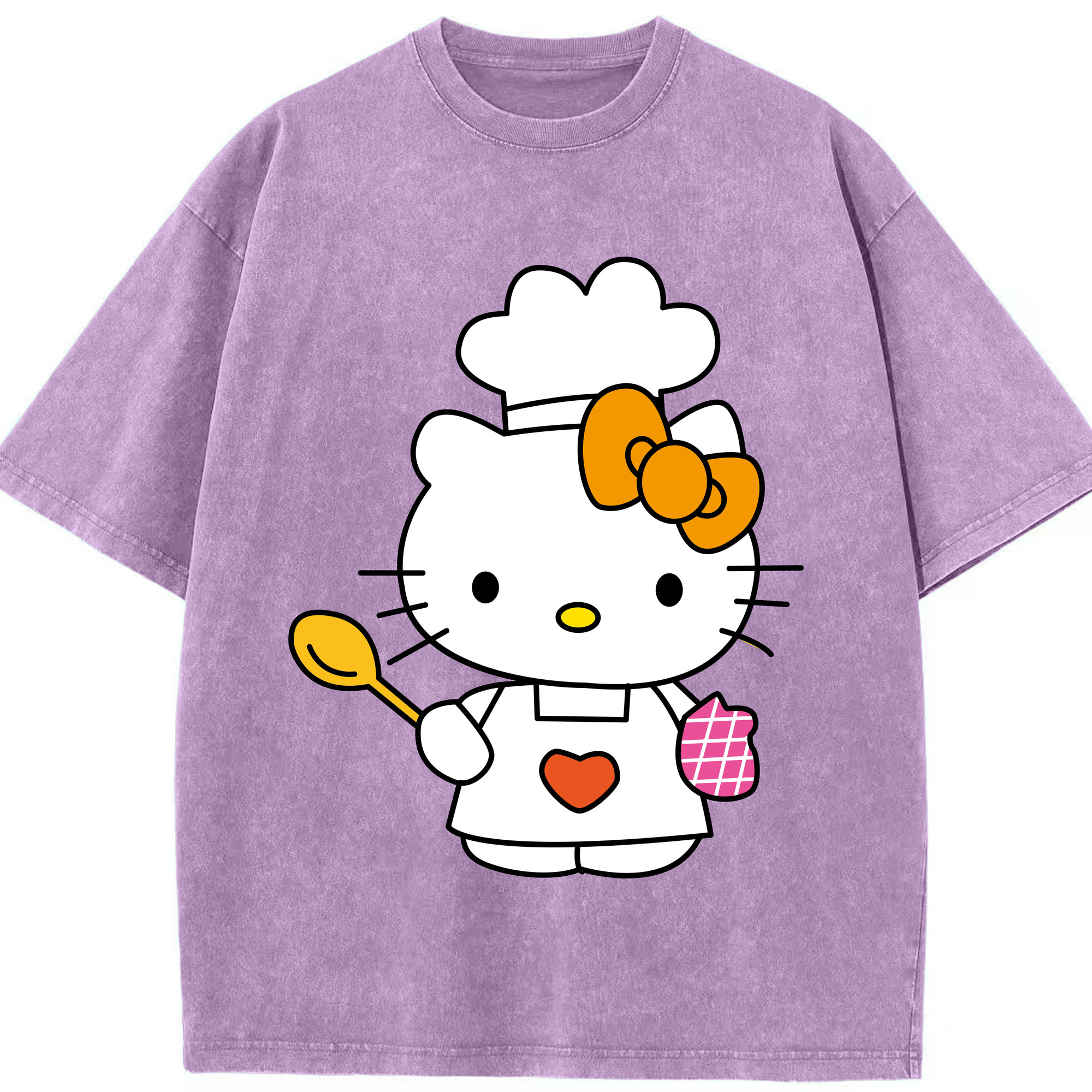 （画像用） Hello Kitty ハローキティ 綿100% ヴィンテージ風 半袖Tシャツ（フロントプリント）