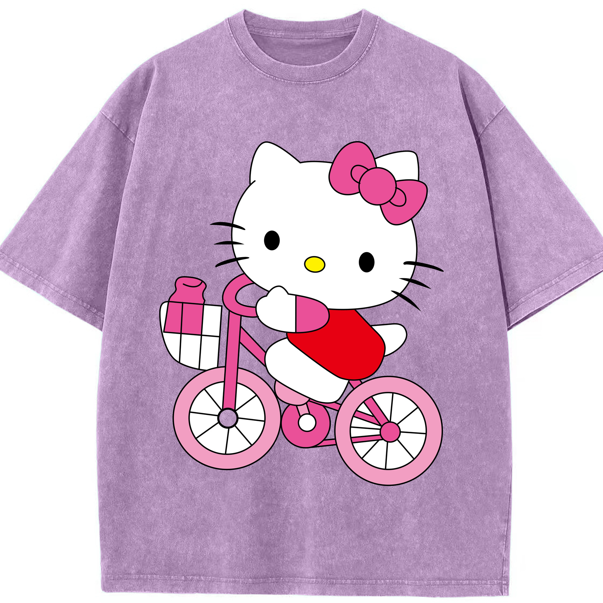 （画像用） Hello Kitty ハローキティ 綿100% ヴィンテージ風 半袖Tシャツ（フロントプリント）