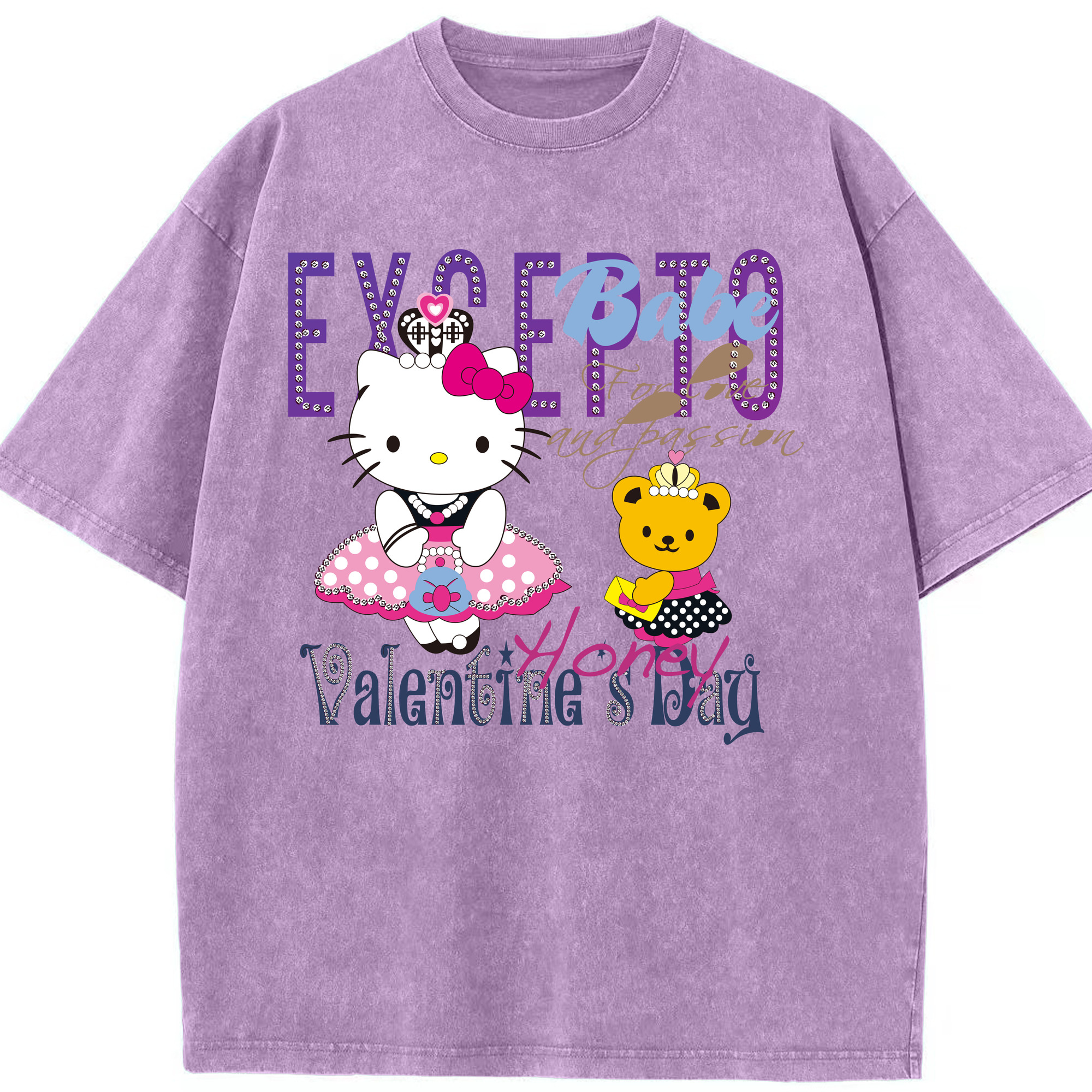 （画像用） Hello Kitty ハローキティ 綿100% ヴィンテージ風 半袖Tシャツ（フロントプリント）