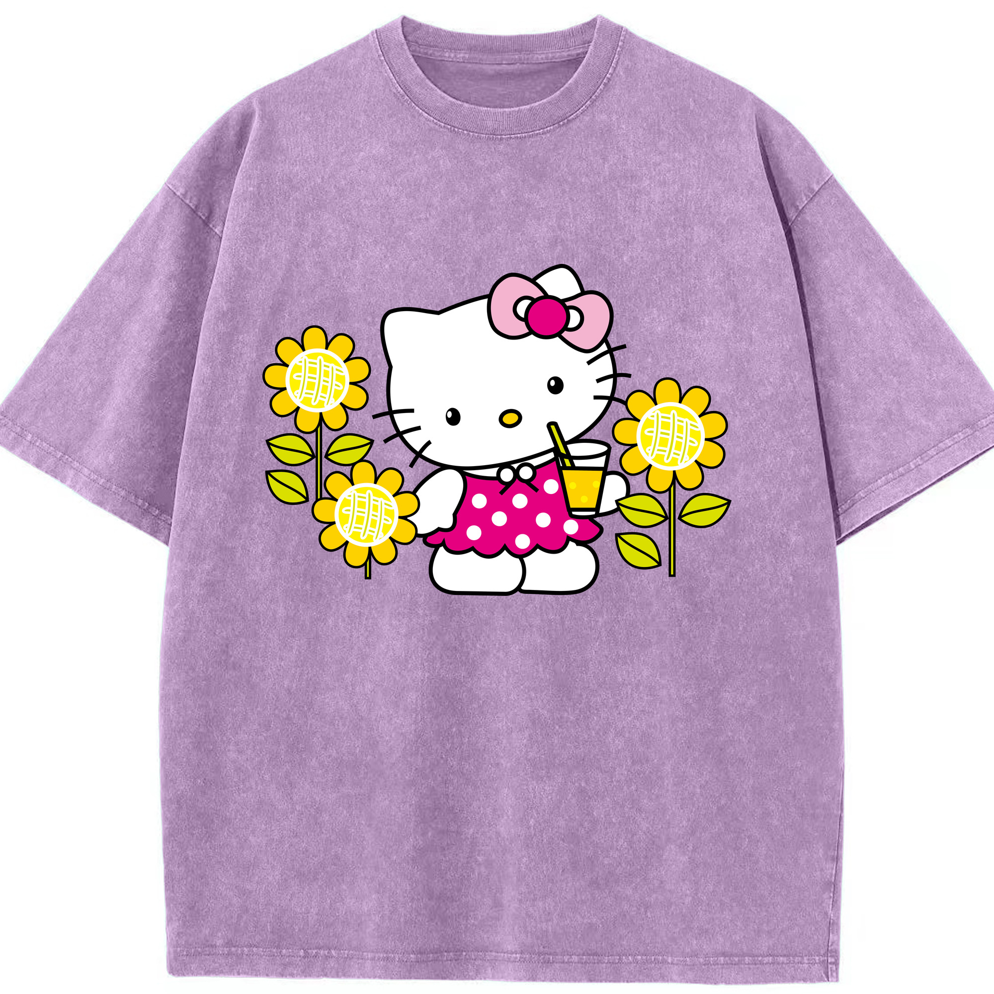 （画像用） Hello Kitty ハローキティ 綿100% ヴィンテージ風 半袖Tシャツ（フロントプリント）