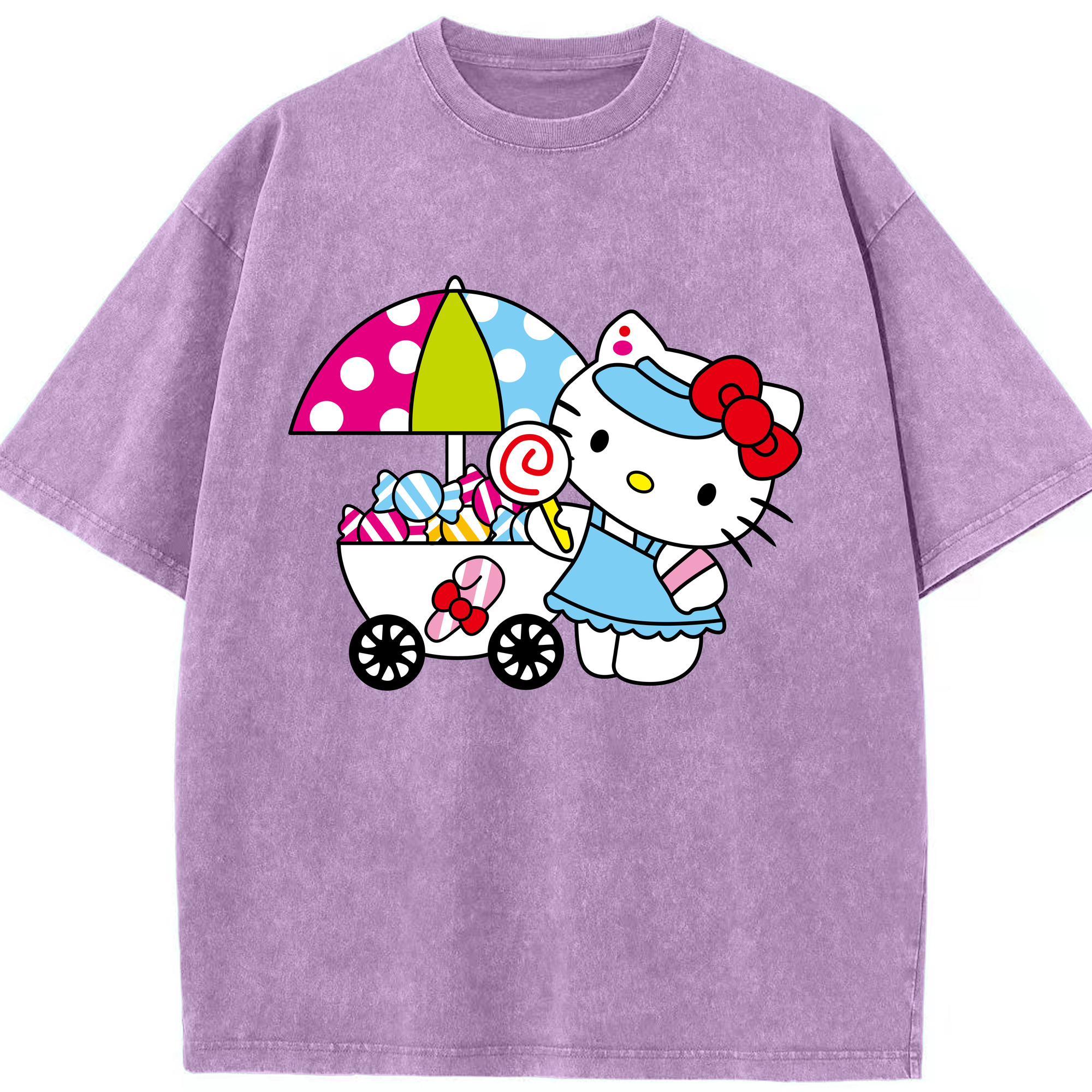 （画像用） Hello Kitty ハローキティ 綿100% ヴィンテージ風 半袖Tシャツ（フロントプリント）