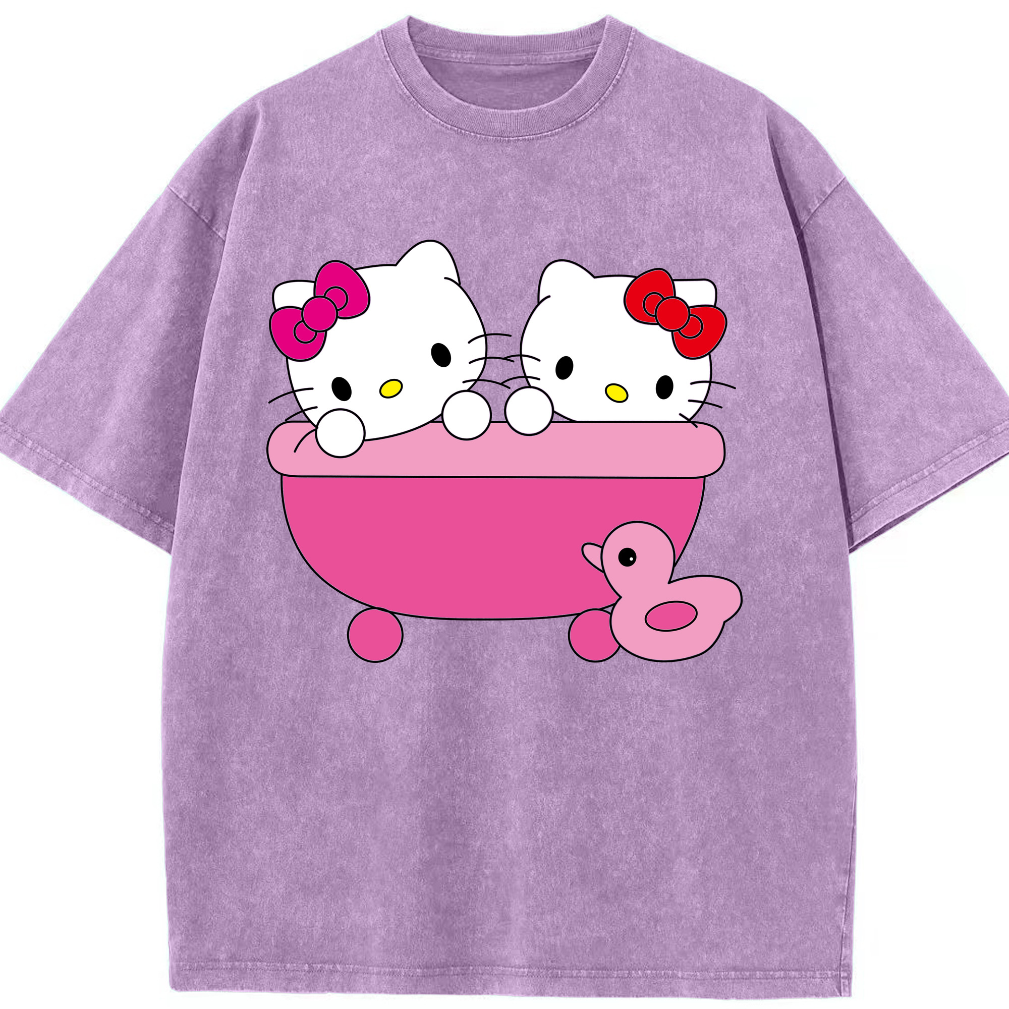 （画像用） Hello Kitty ハローキティ 綿100% ヴィンテージ風 半袖Tシャツ（フロントプリント）