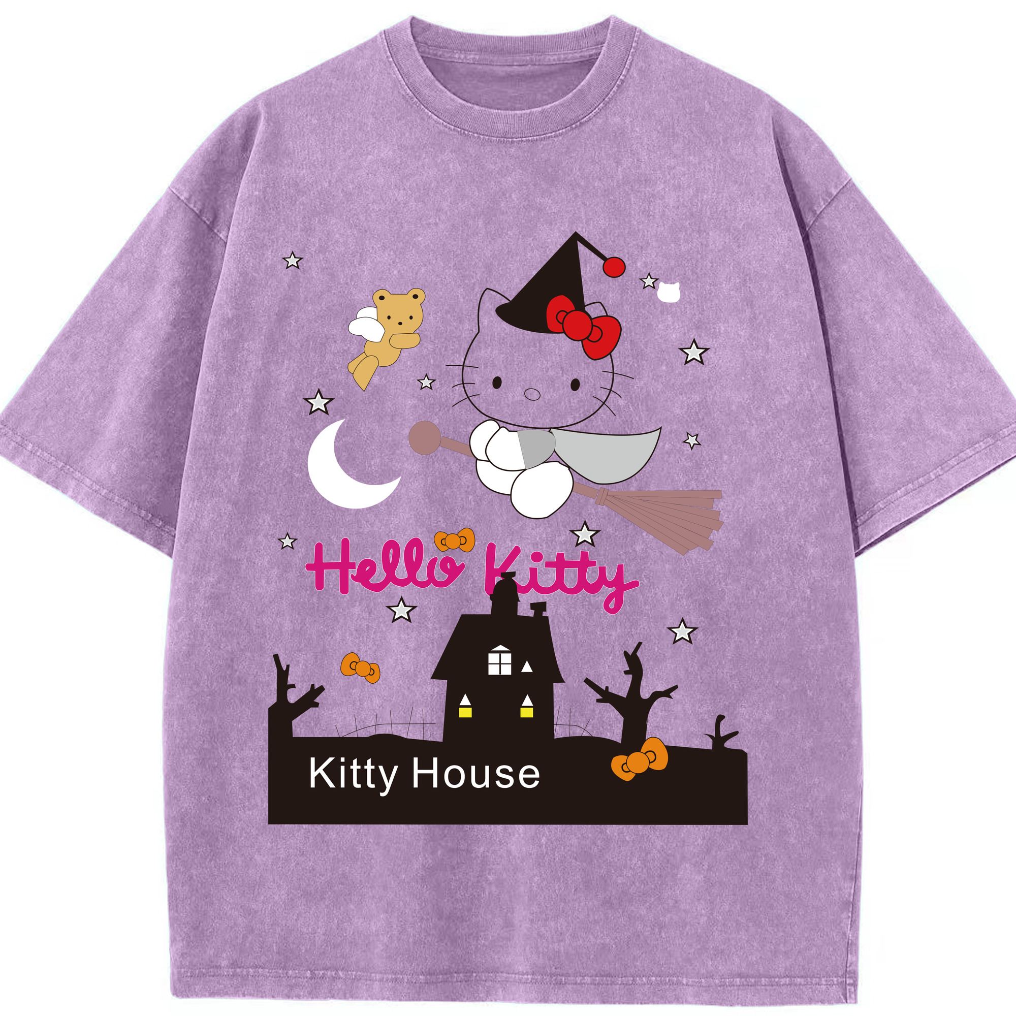 （画像用） Hello Kitty ハローキティ 綿100% ヴィンテージ風 半袖Tシャツ（フロントプリント）