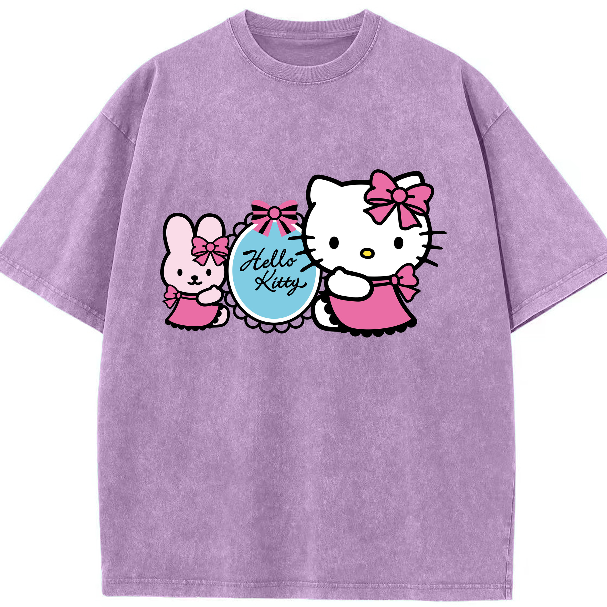 （画像用） Hello Kitty ハローキティ 綿100% ヴィンテージ風 半袖Tシャツ（フロントプリント）