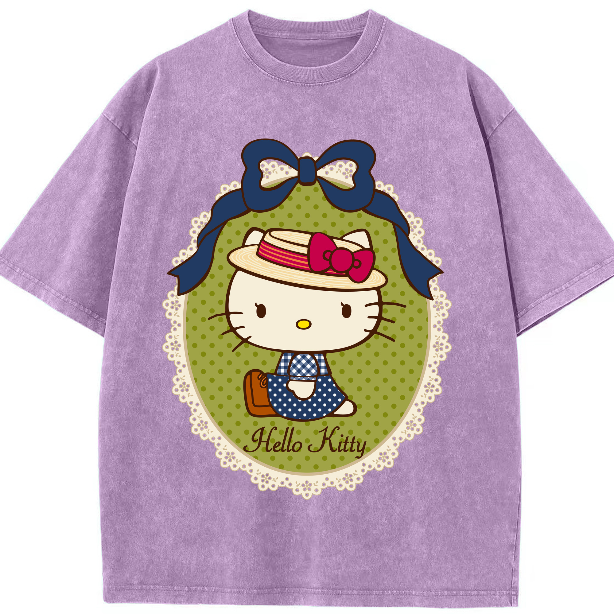 （画像用） Hello Kitty ハローキティ 綿100% ヴィンテージ風 半袖Tシャツ（フロントプリント）