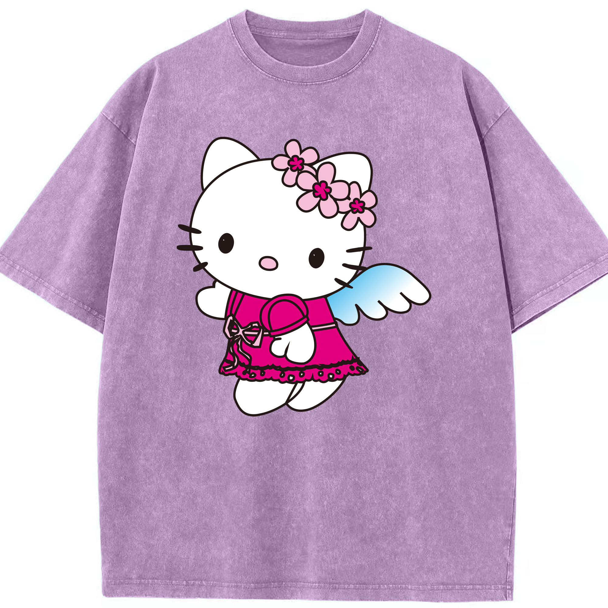 （画像用） Hello Kitty ハローキティ 綿100% ヴィンテージ風 半袖Tシャツ（フロントプリント）