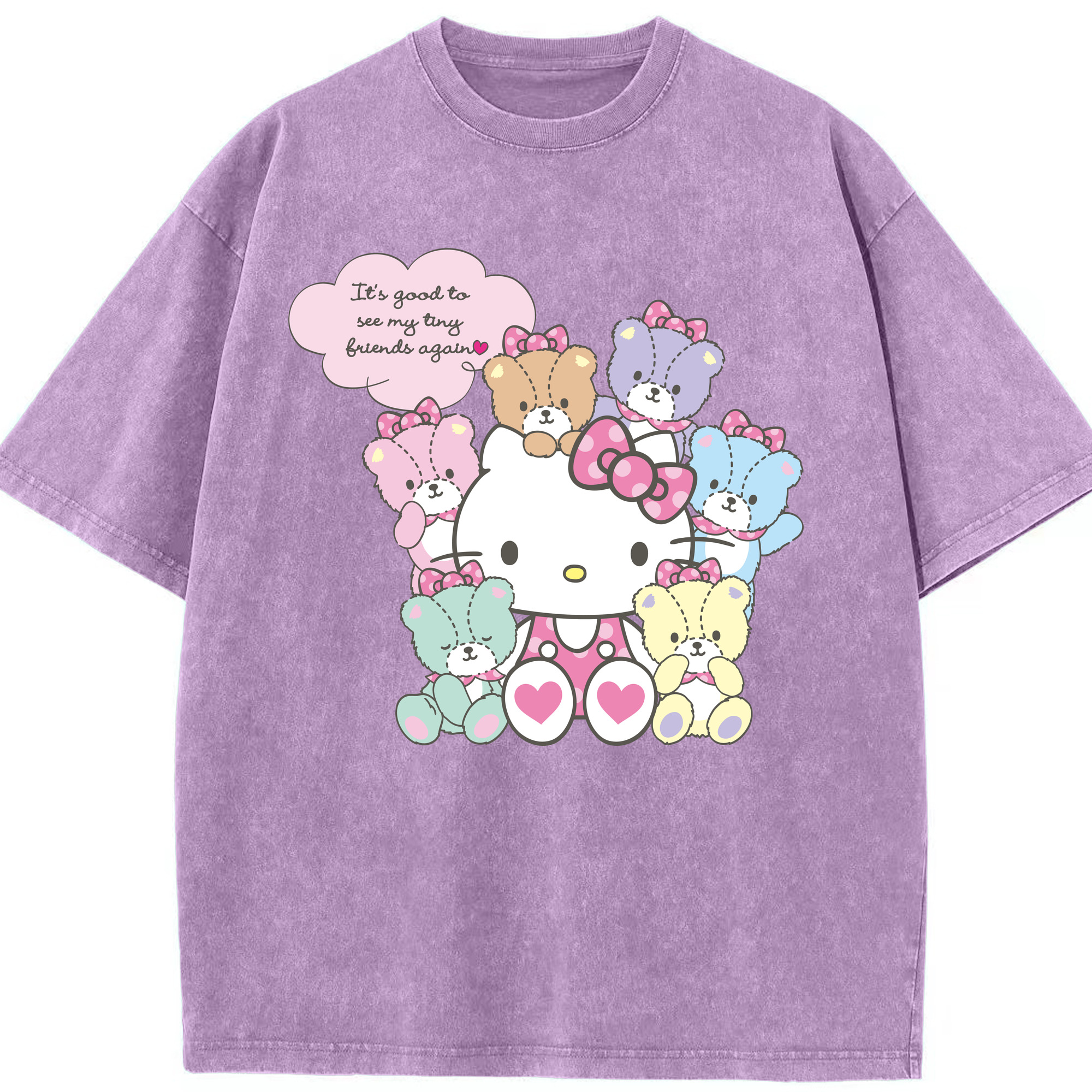 （画像用） Hello Kitty ハローキティ 綿100% ヴィンテージ風 半袖Tシャツ（フロントプリント）