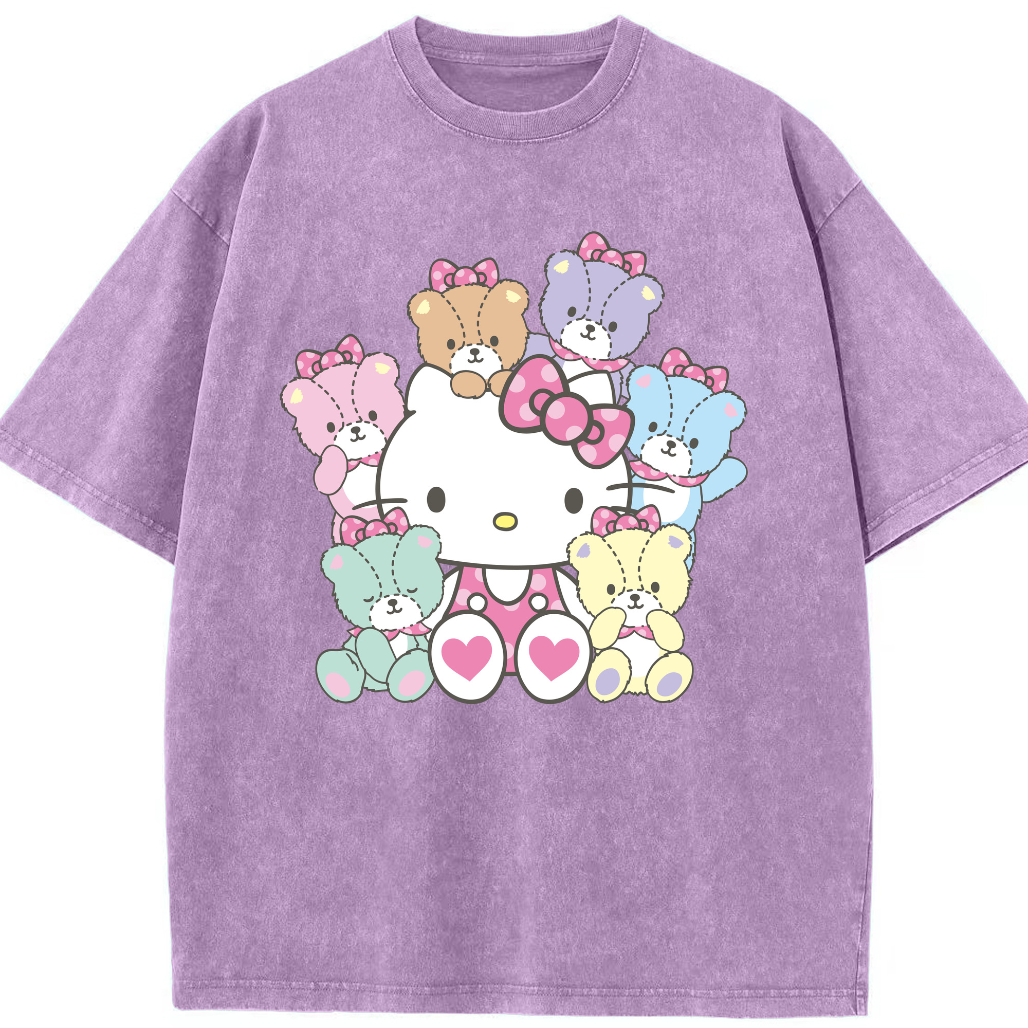 （画像用） Hello Kitty ハローキティ 綿100% ヴィンテージ風 半袖Tシャツ（フロントプリント）