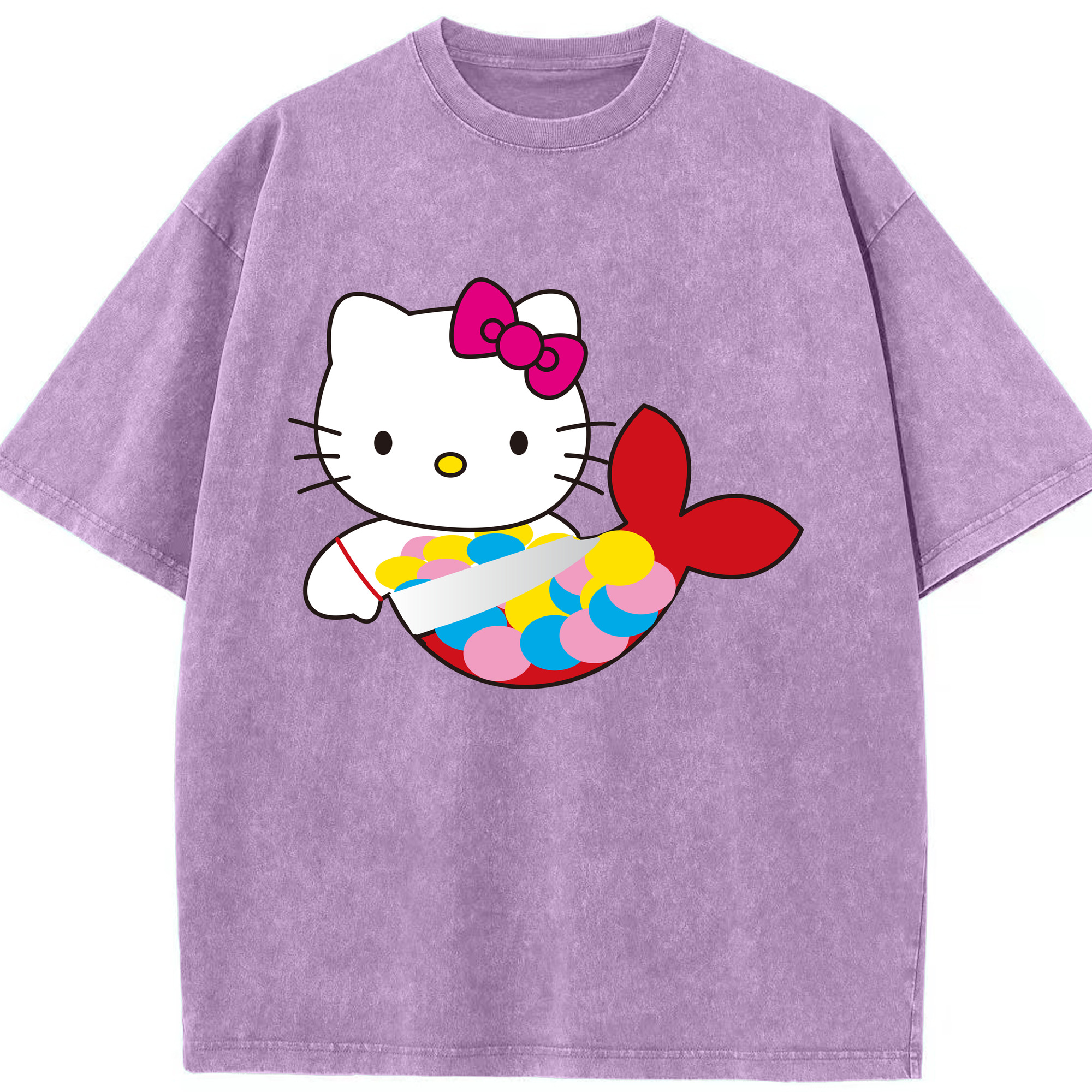 （画像用） Hello Kitty ハローキティ 綿100% ヴィンテージ風 半袖Tシャツ（フロントプリント）