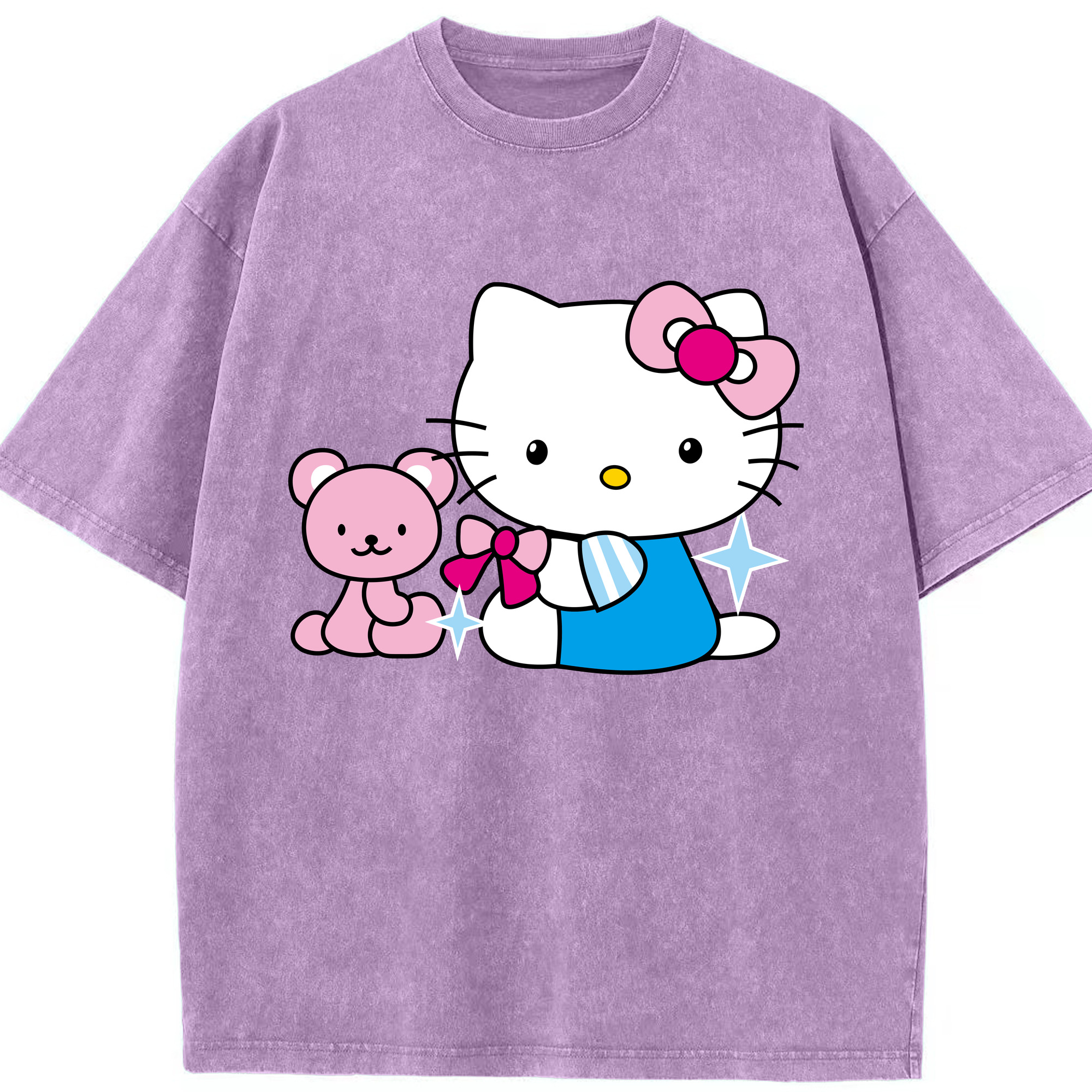 （画像用） Hello Kitty ハローキティ 綿100% ヴィンテージ風 半袖Tシャツ（フロントプリント）