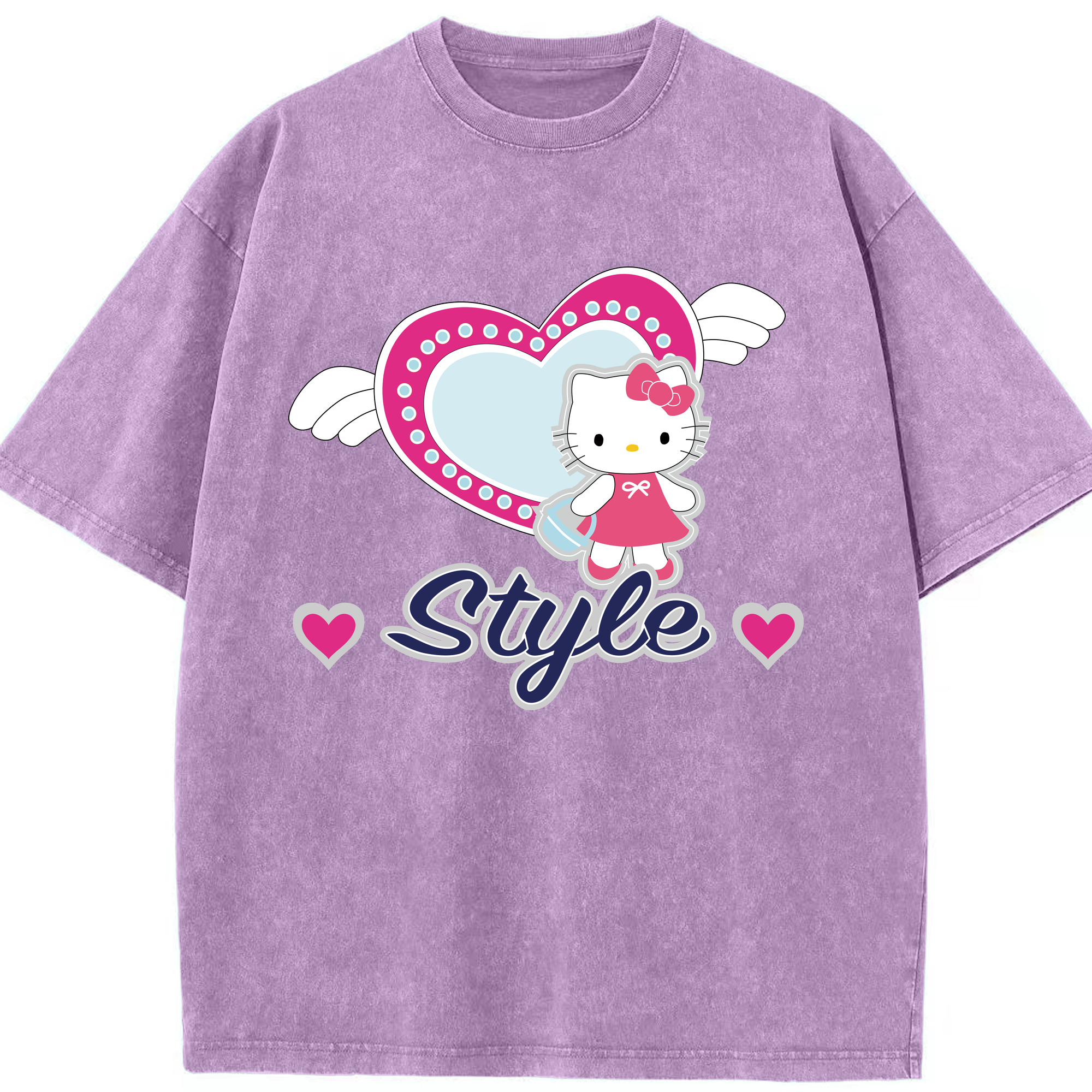 （画像用） Hello Kitty ハローキティ 綿100% ヴィンテージ風 半袖Tシャツ（フロントプリント）