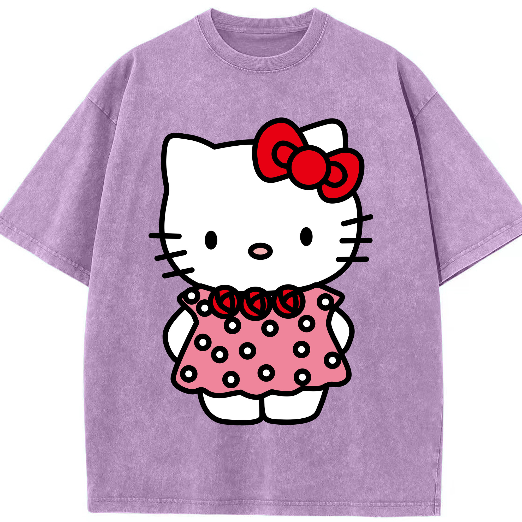 （画像用） Hello Kitty ハローキティ 綿100% ヴィンテージ風 半袖Tシャツ（フロントプリント）
