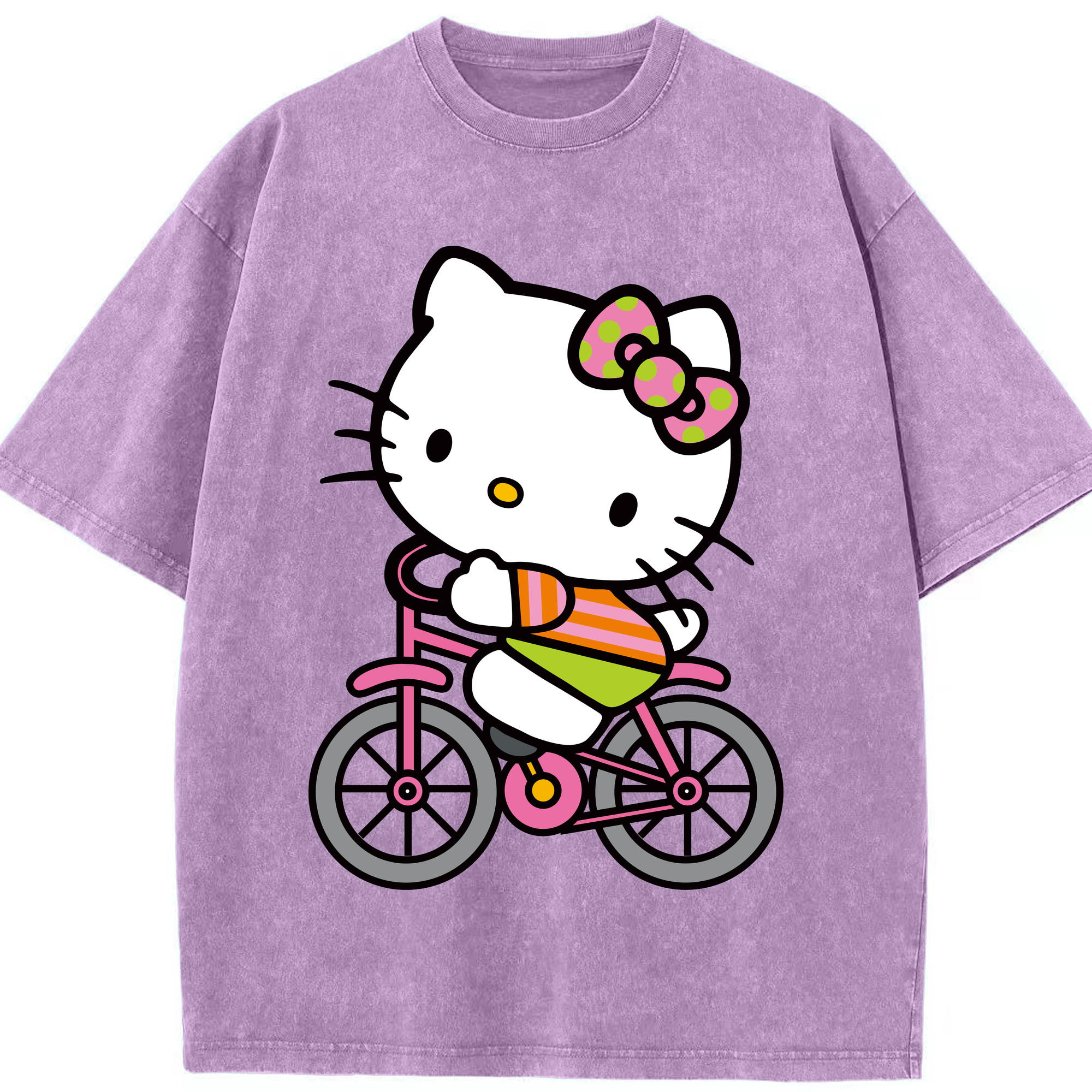 （画像用） Hello Kitty ハローキティ 綿100% ヴィンテージ風 半袖Tシャツ（フロントプリント）