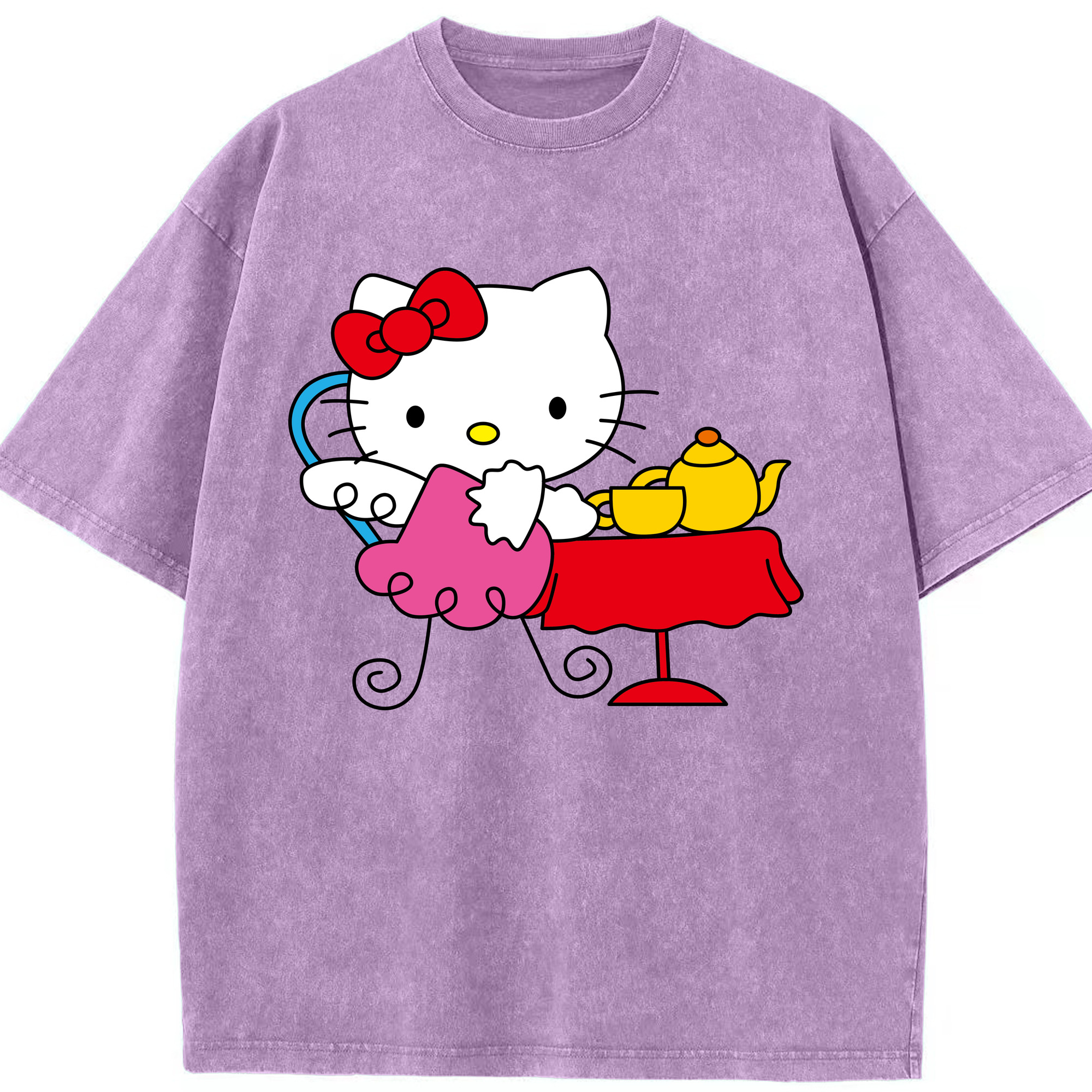（画像用） Hello Kitty ハローキティ 綿100% ヴィンテージ風 半袖Tシャツ（フロントプリント）