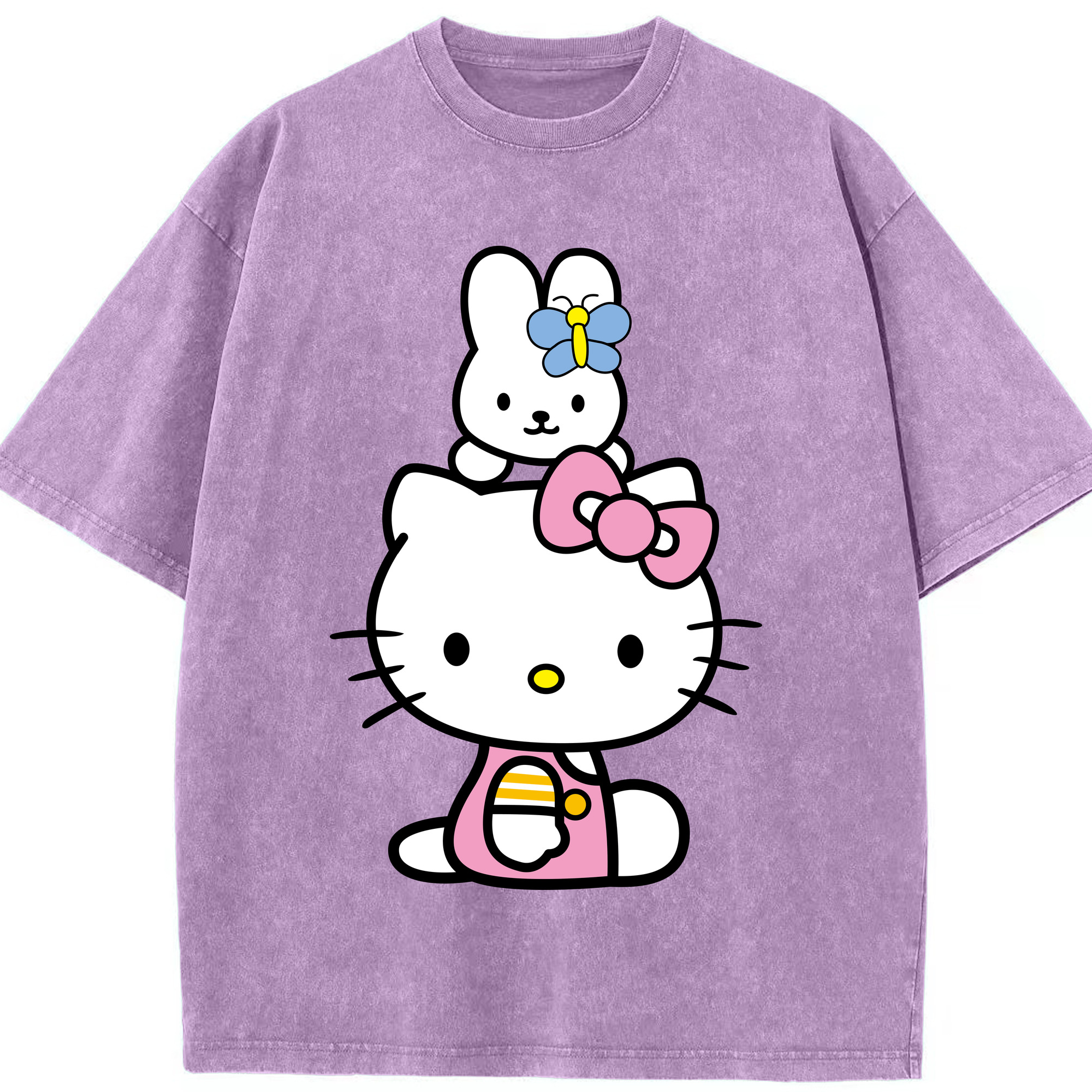 （画像用） Hello Kitty ハローキティ 綿100% ヴィンテージ風 半袖Tシャツ（フロントプリント）