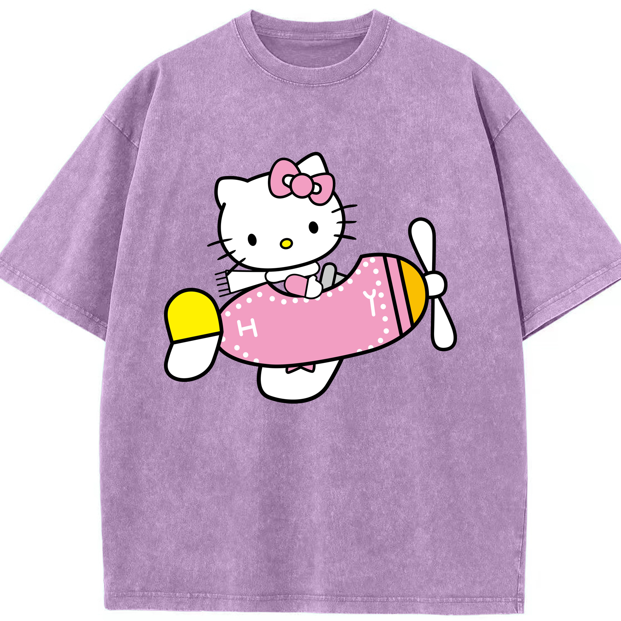 （画像用） Hello Kitty ハローキティ 綿100% ヴィンテージ風 半袖Tシャツ（フロントプリント）