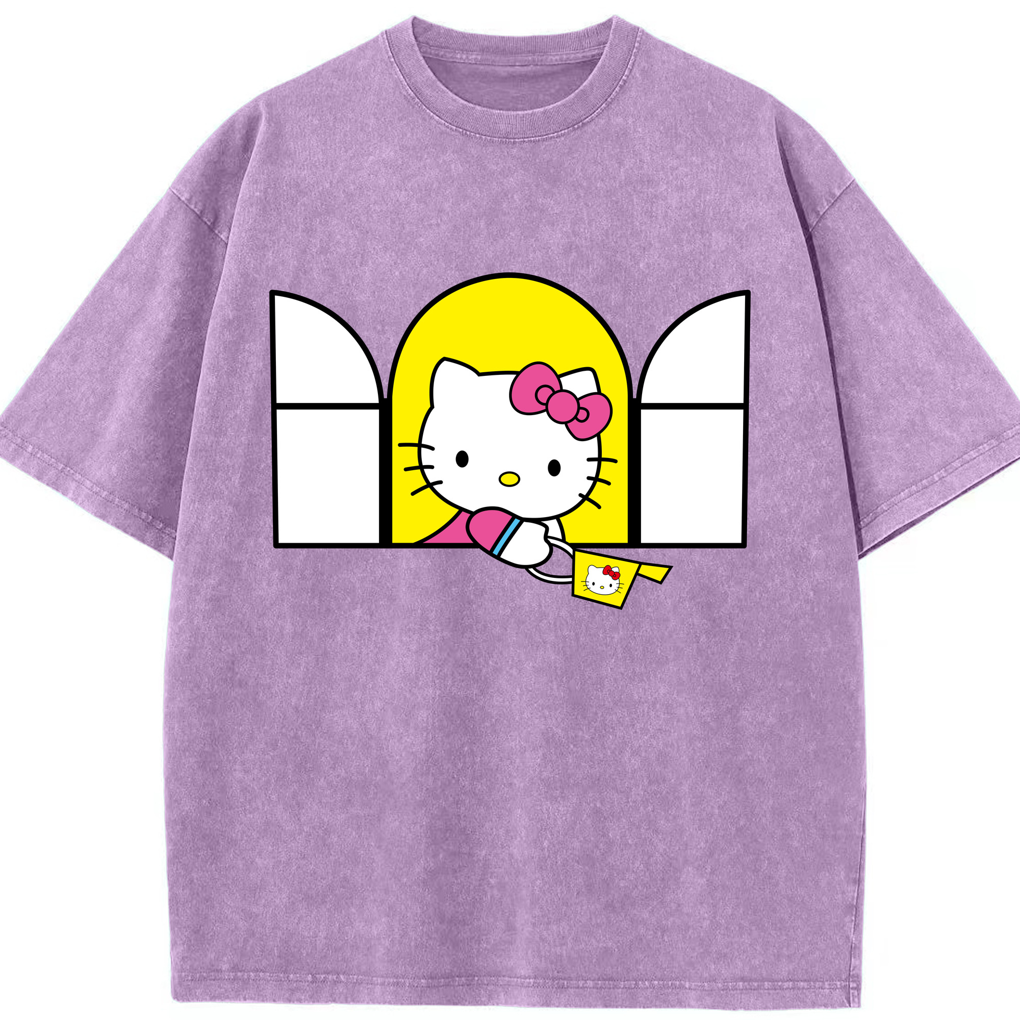 （画像用） Hello Kitty ハローキティ 綿100% ヴィンテージ風 半袖Tシャツ（フロントプリント）