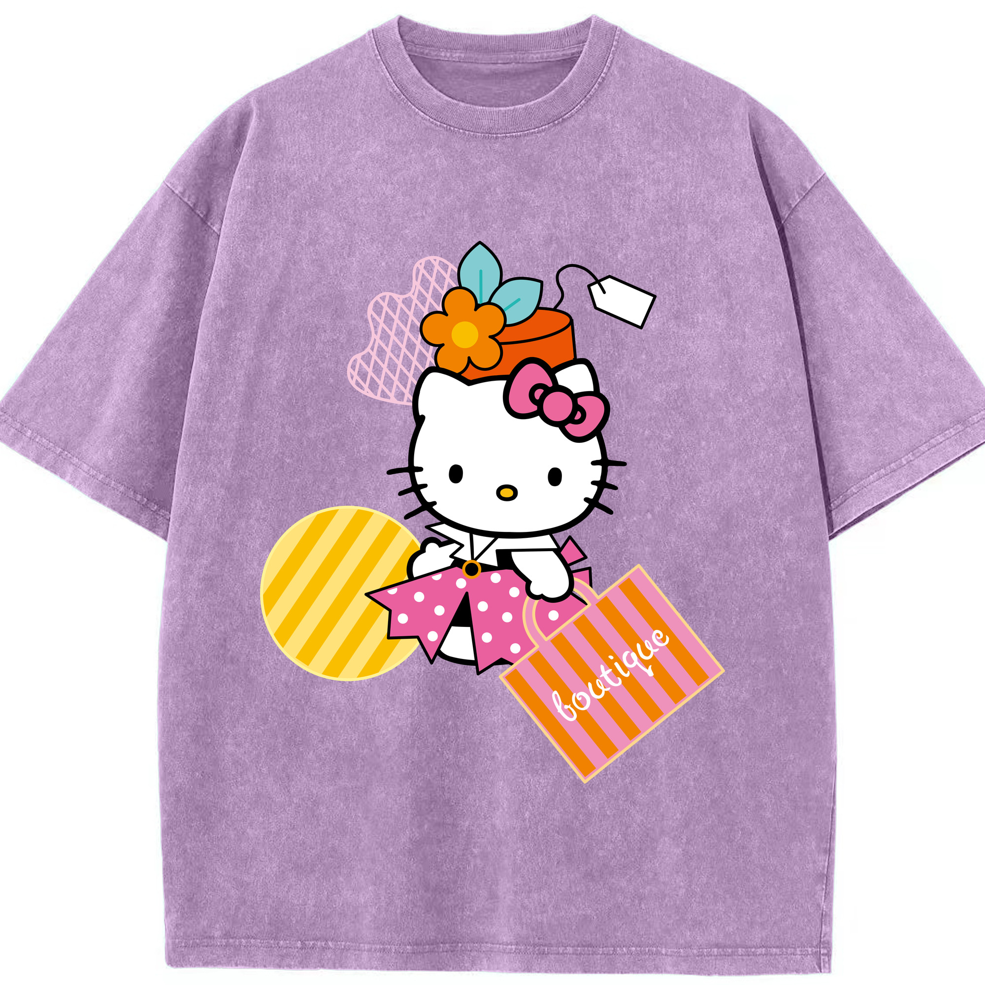 （画像用） Hello Kitty ハローキティ 綿100% ヴィンテージ風 半袖Tシャツ（フロントプリント）