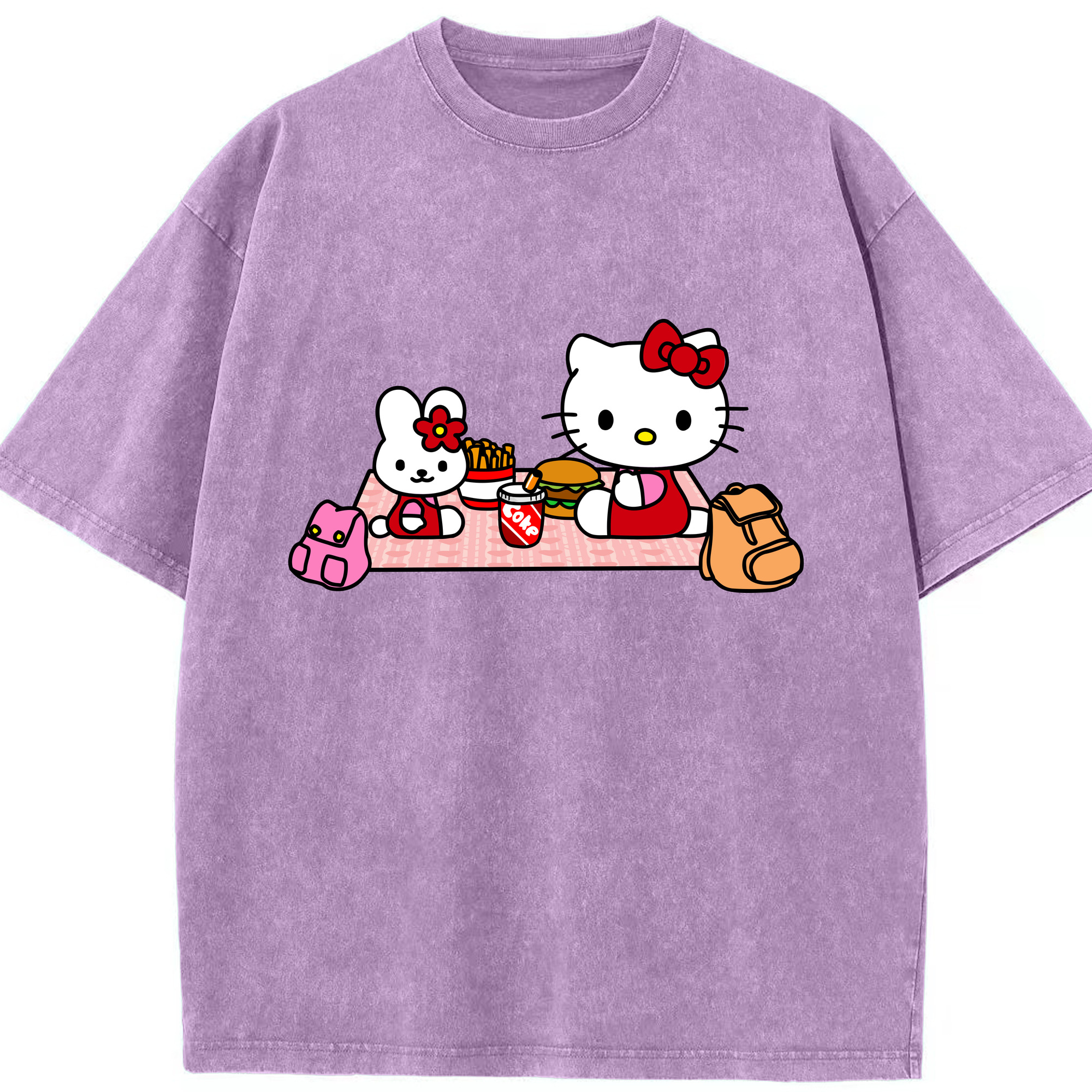 （画像用） Hello Kitty ハローキティ 綿100% ヴィンテージ風 半袖Tシャツ（フロントプリント）