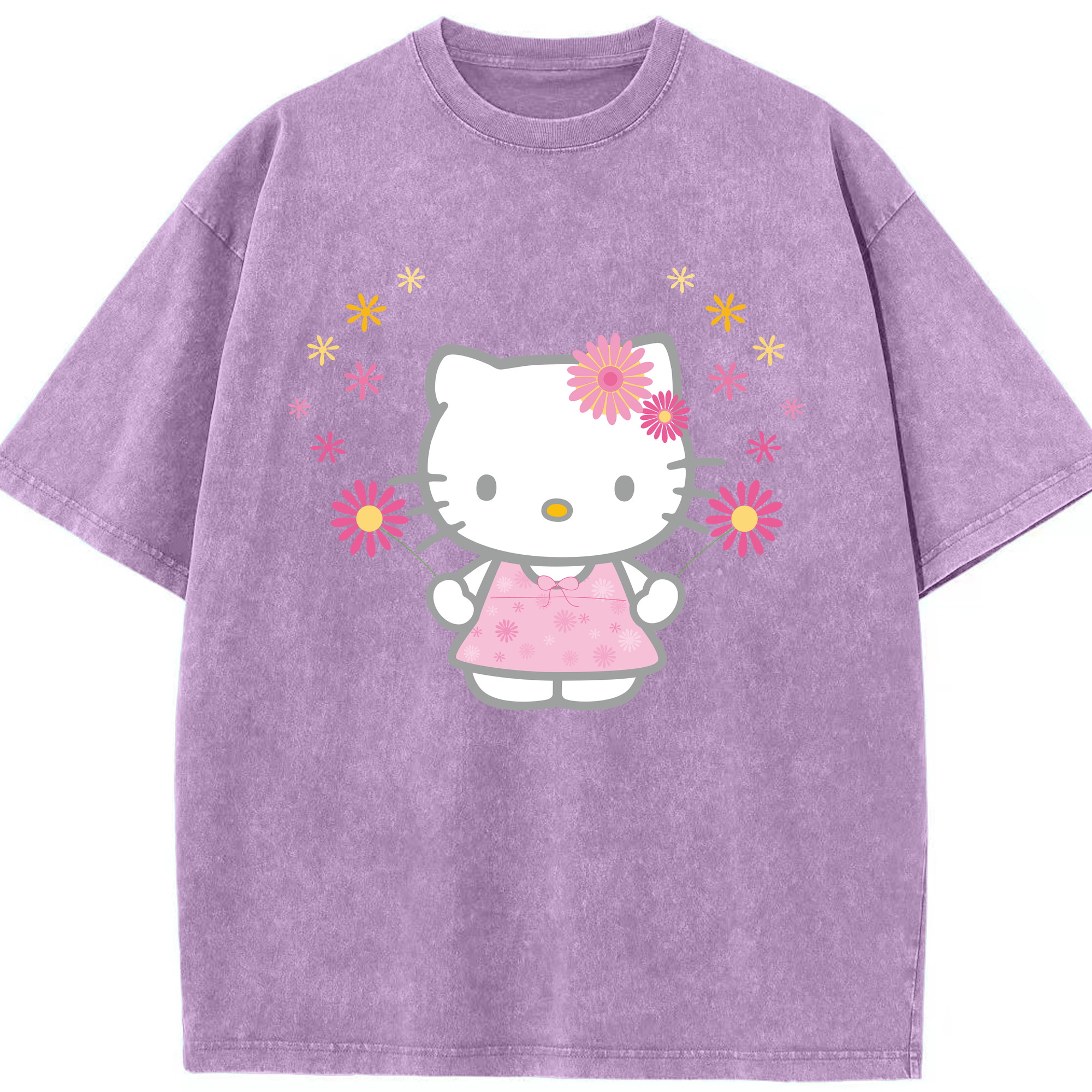 （画像用） Hello Kitty ハローキティ 綿100% ヴィンテージ風 半袖Tシャツ（フロントプリント）