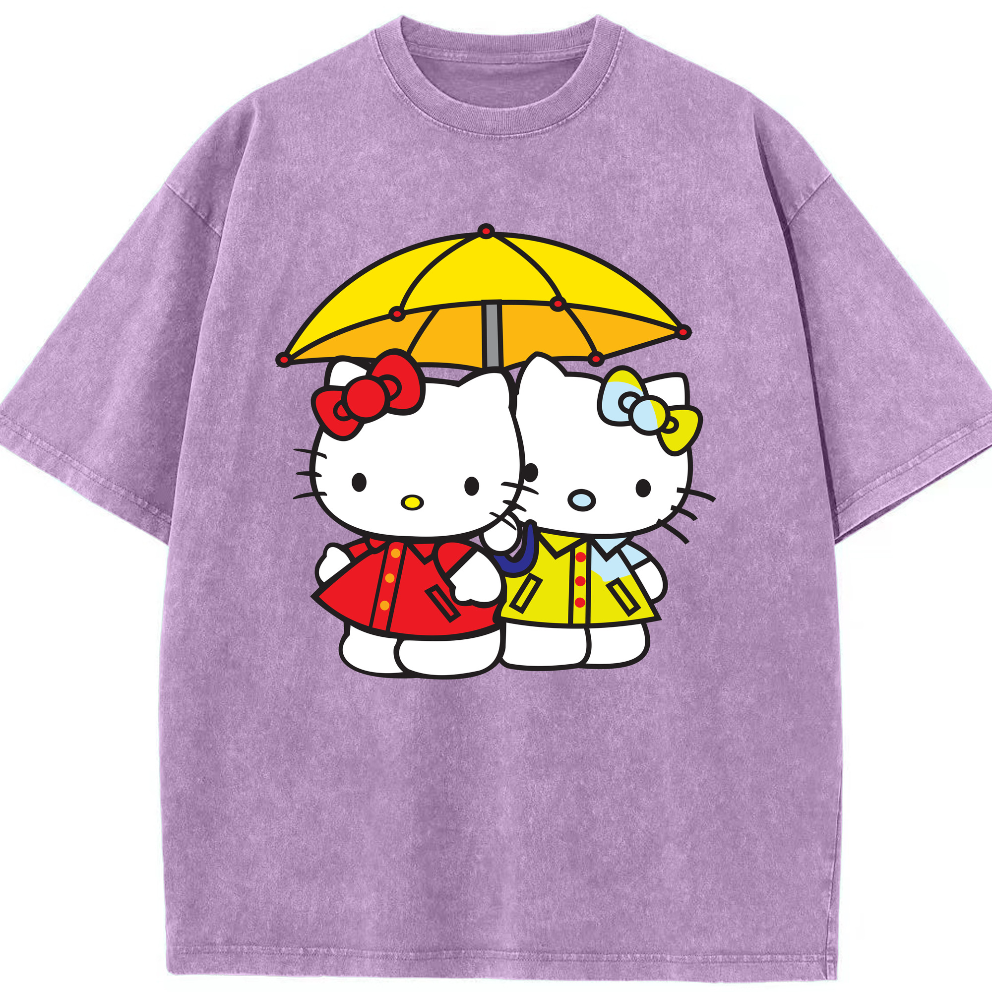 （画像用） Hello Kitty ハローキティ 綿100% ヴィンテージ風 半袖Tシャツ（フロントプリント）