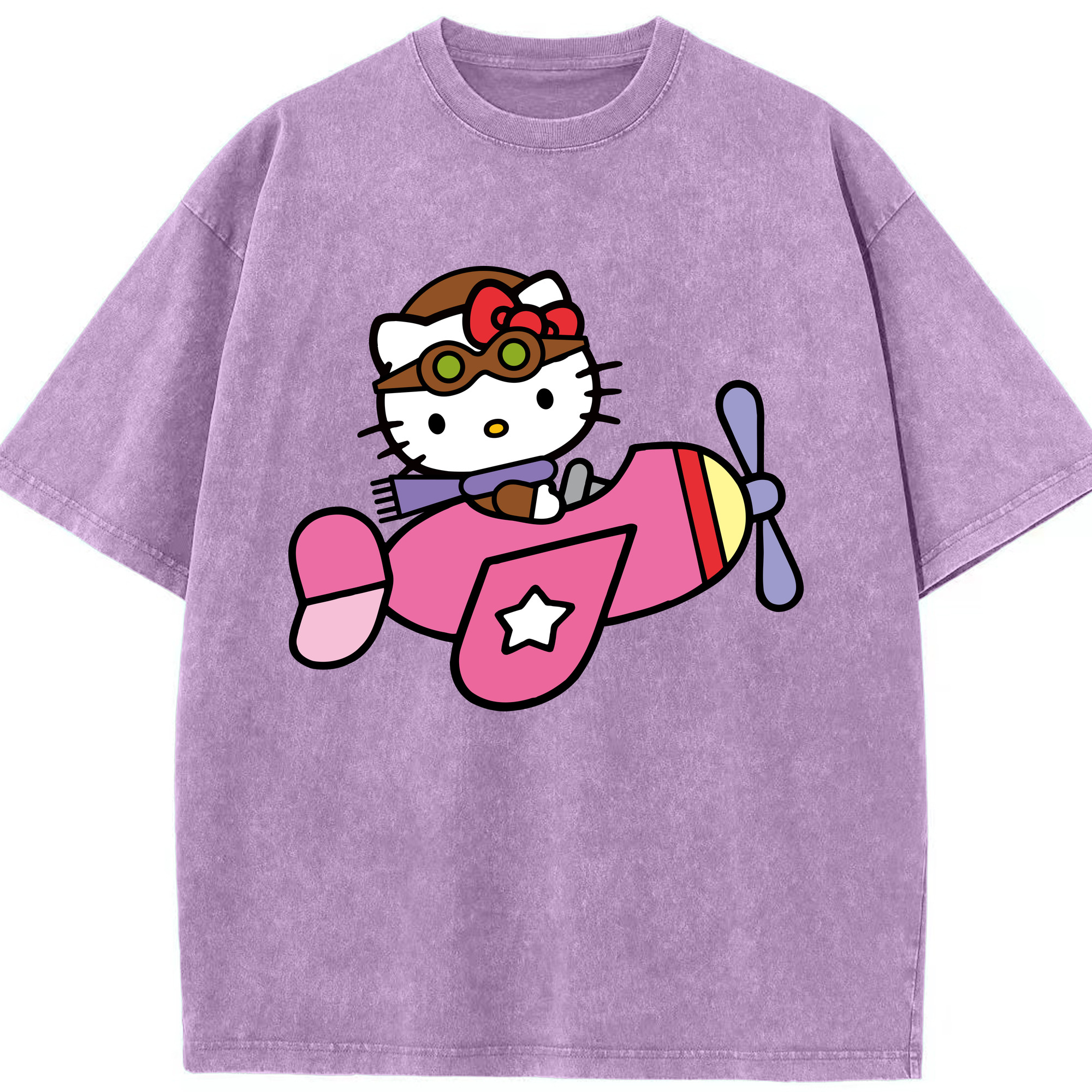 （画像用） Hello Kitty ハローキティ 綿100% ヴィンテージ風 半袖Tシャツ（フロントプリント）