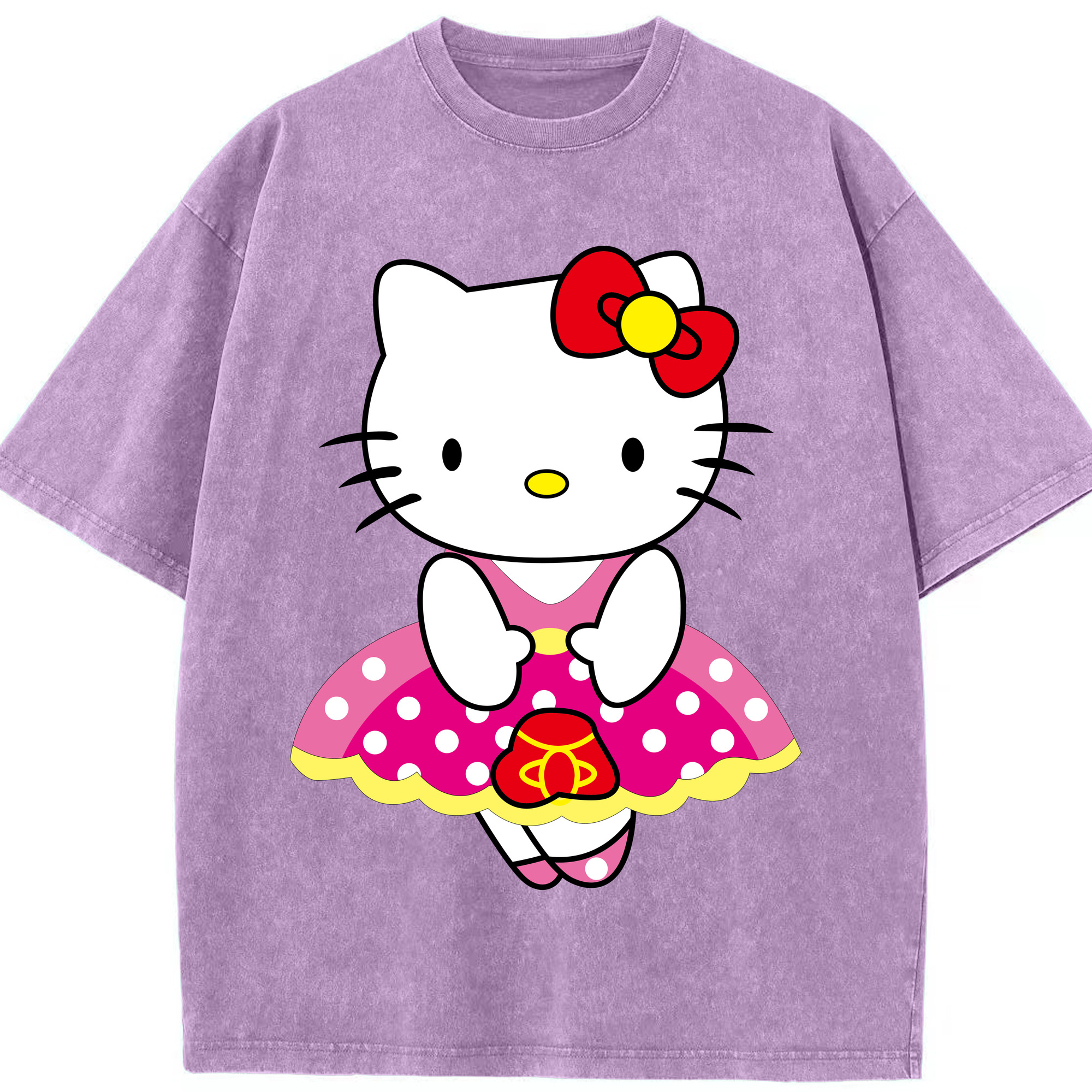 （画像用） Hello Kitty ハローキティ 綿100% ヴィンテージ風 半袖Tシャツ（フロントプリント）