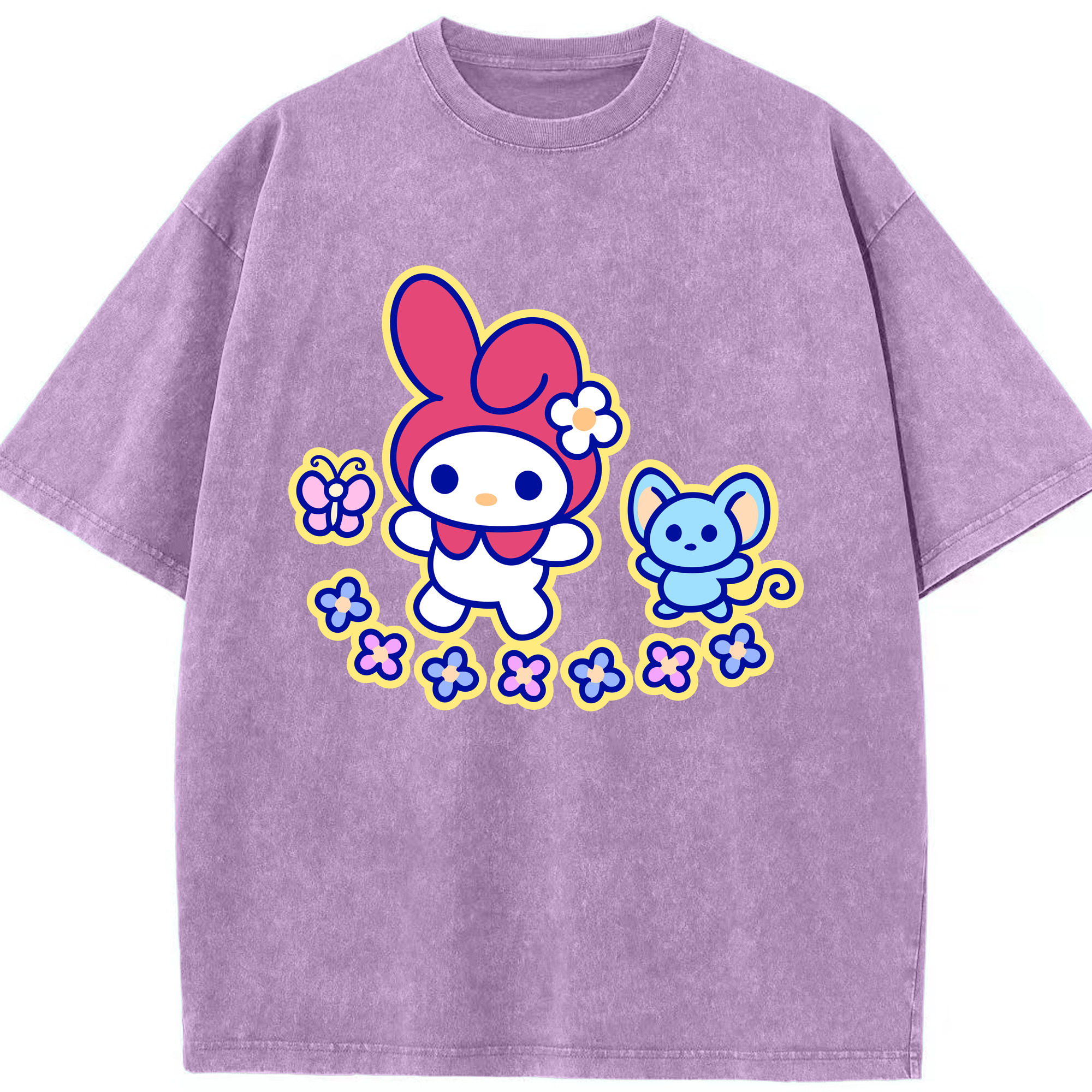 （画像用） Hello Kitty ハローキティ 綿100% ヴィンテージ風 半袖Tシャツ（フロントプリント）