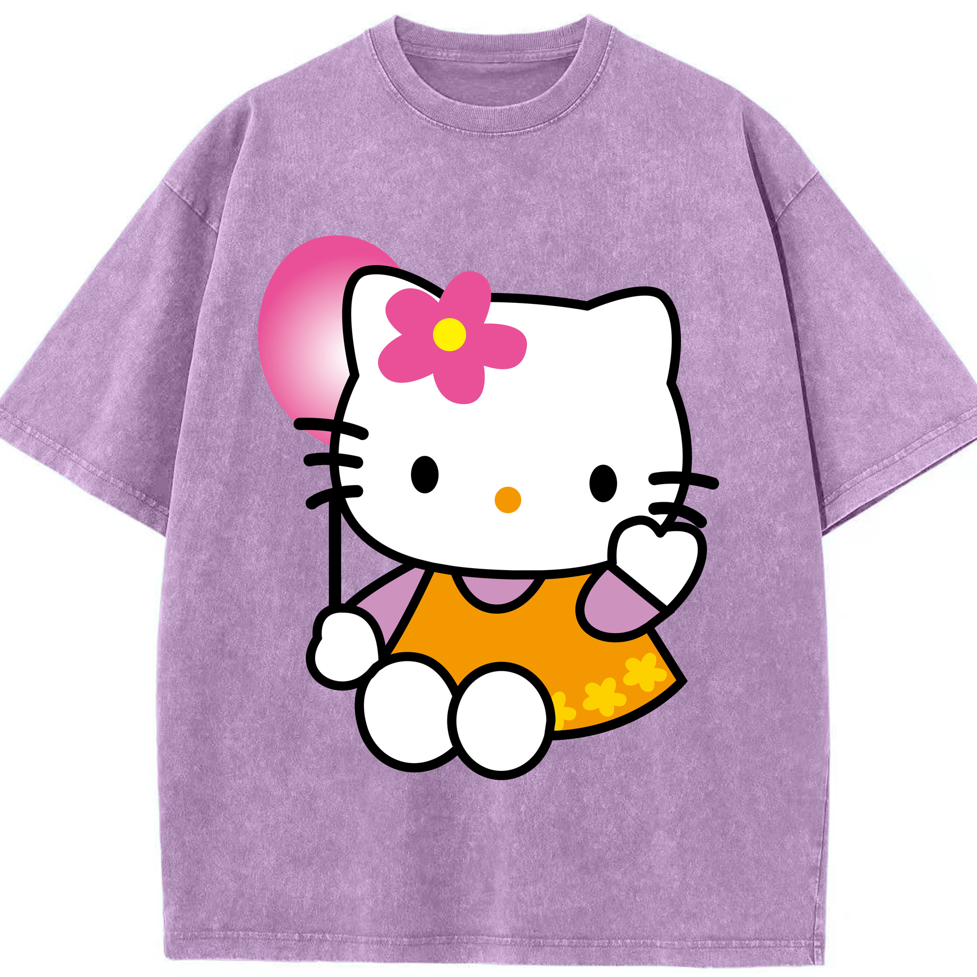 （画像用） Hello Kitty ハローキティ 綿100% ヴィンテージ風 半袖Tシャツ（フロントプリント）