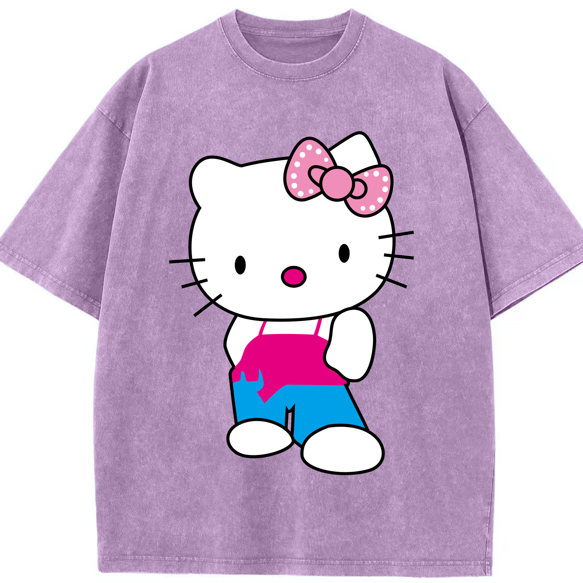 （画像用） Hello Kitty ハローキティ 綿100% ヴィンテージ風 半袖Tシャツ（フロントプリント）