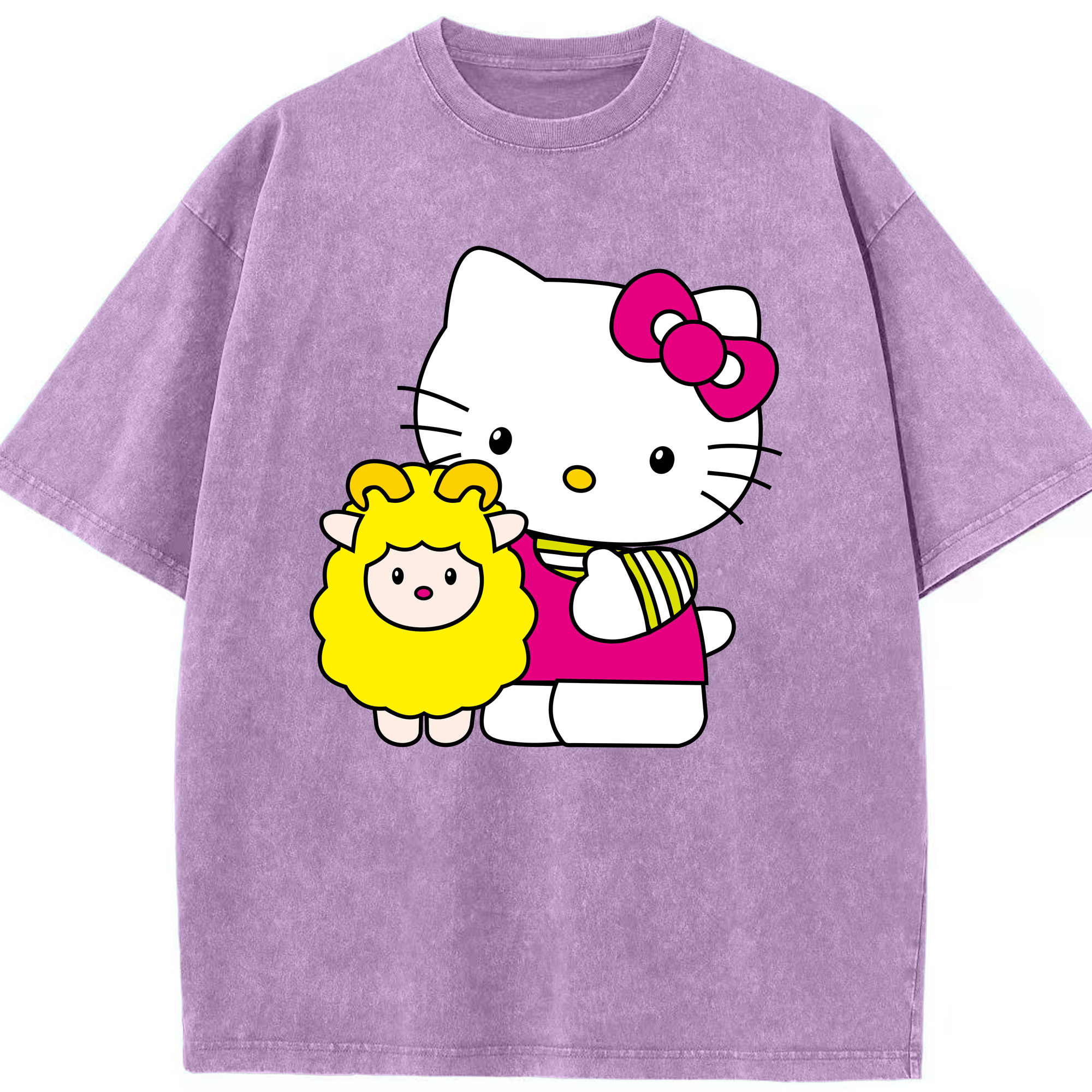 （画像用） Hello Kitty ハローキティ 綿100% ヴィンテージ風 半袖Tシャツ（フロントプリント）