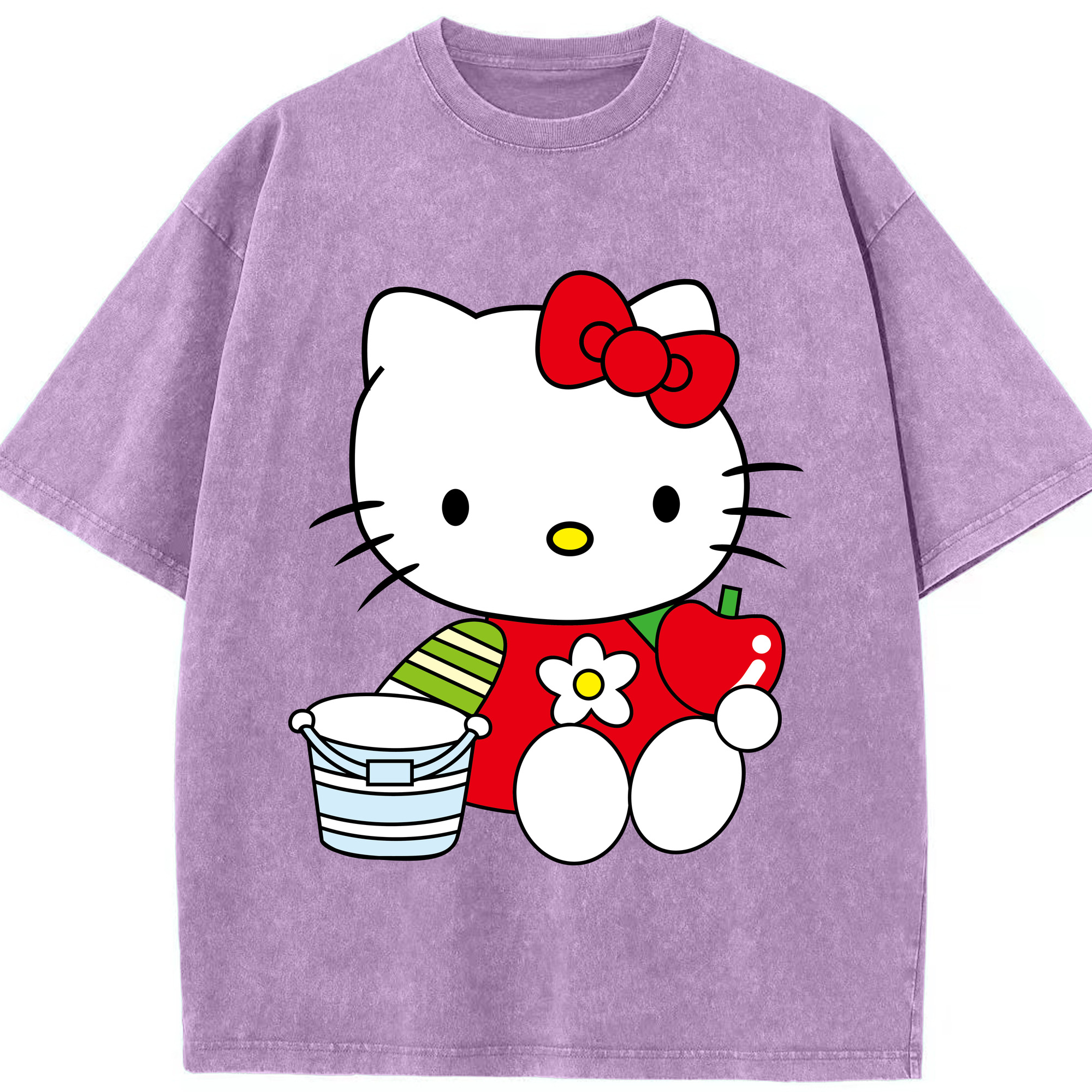 （画像用） Hello Kitty ハローキティ 綿100% ヴィンテージ風 半袖Tシャツ（フロントプリント）