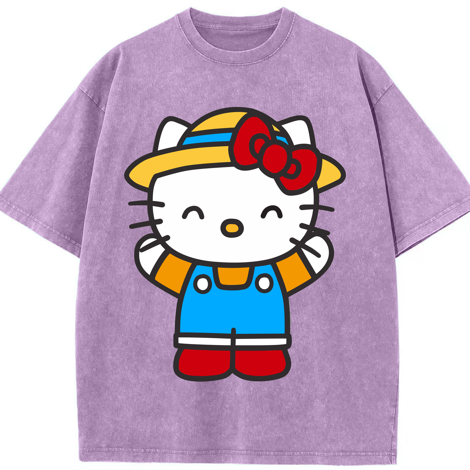 （画像用） Hello Kitty ハローキティ 綿100% ヴィンテージ風 半袖Tシャツ（フロントプリント）