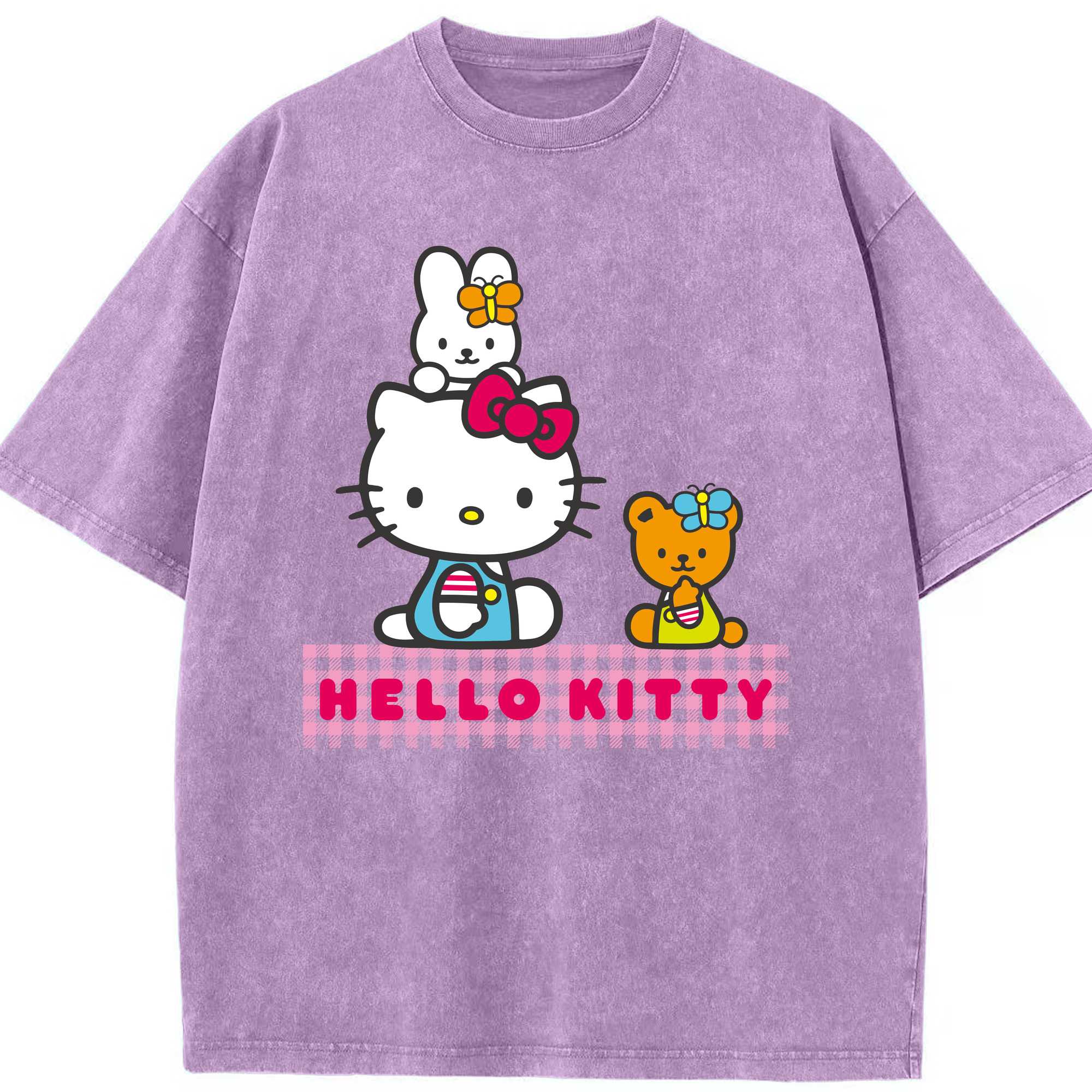 （画像用） Hello Kitty ハローキティ 綿100% ヴィンテージ風 半袖Tシャツ（フロントプリント）